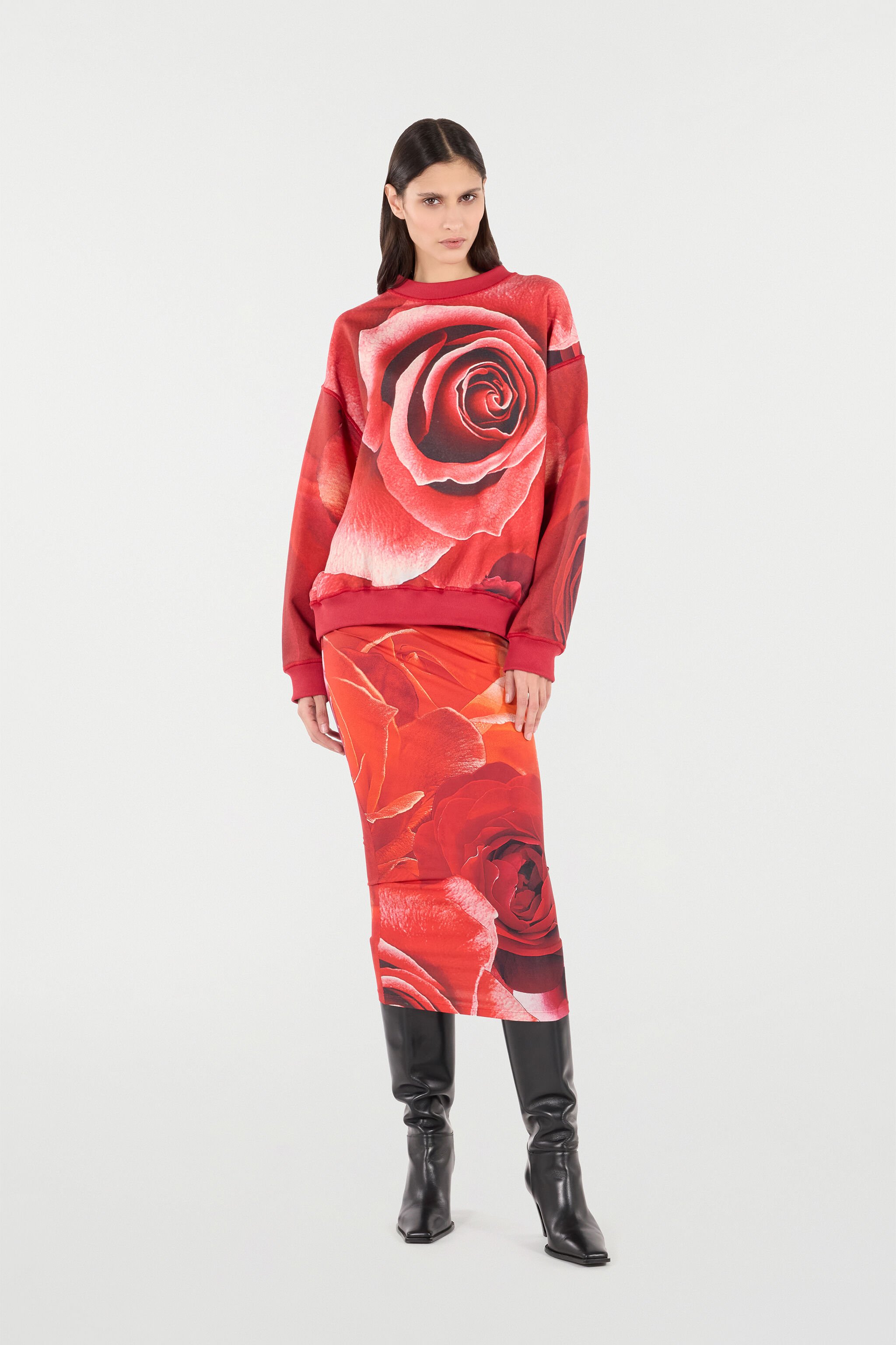 RC Sweatshirt Mit Maxi-Print Rose Rot UKT67B-HUN48