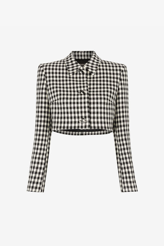 RC Cropped-Jacke mit Vichy-Karo Schwarz/Weiß RKT402-FE033
