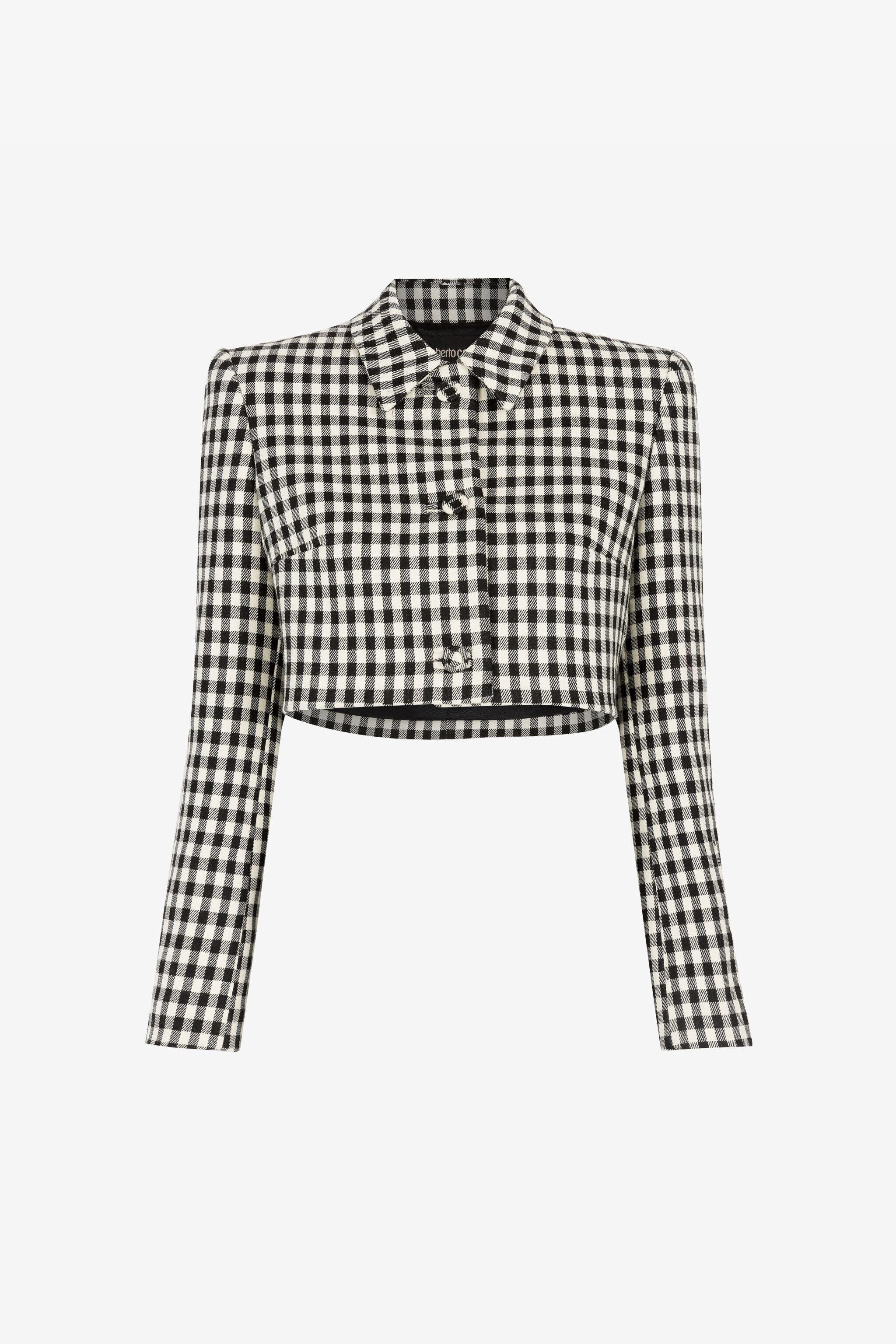 RC Cropped-Jacke mit Vichy-Karo Schwarz/Weiß RKT402-FE033