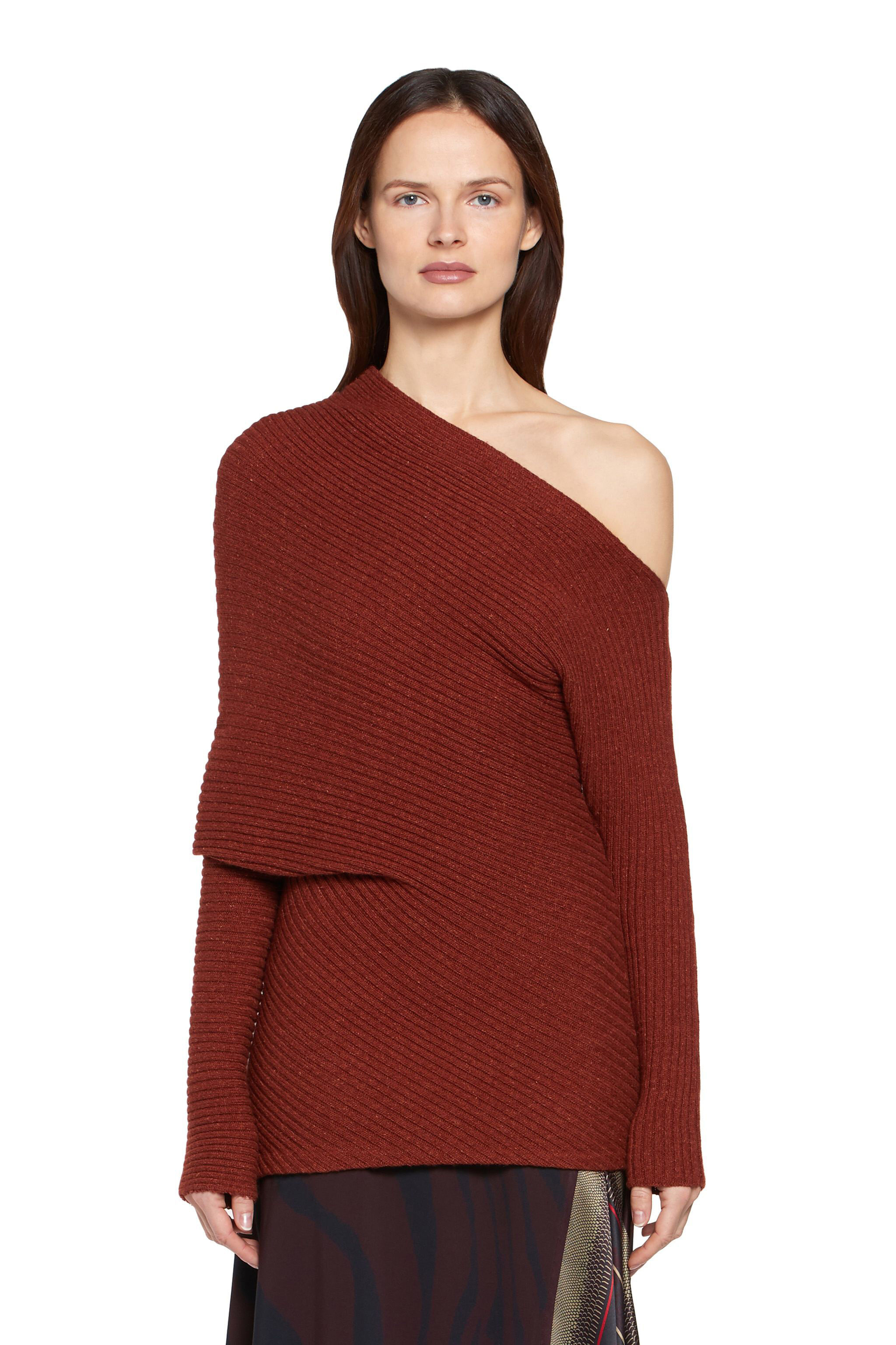 RC Ercu draped rib knit sweater Dark red HQM602-MA010