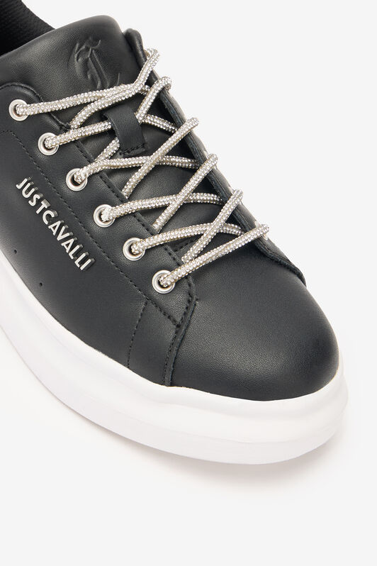 JC Lace-Up Sneakers With Rhinestones Black/White UFS030-UF352