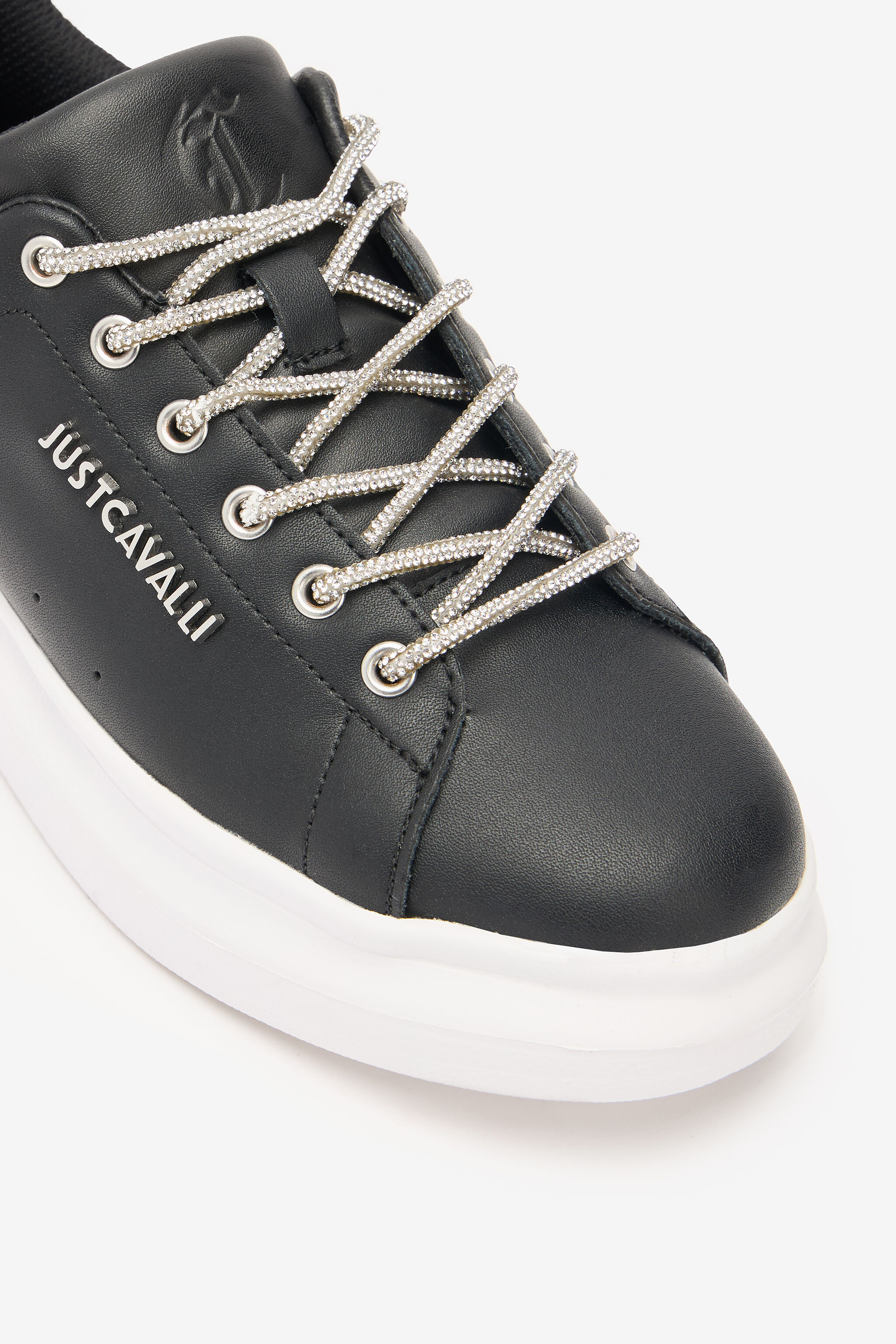 JC Lace-Up Sneakers With Rhinestones Black/White UFS030-UF352