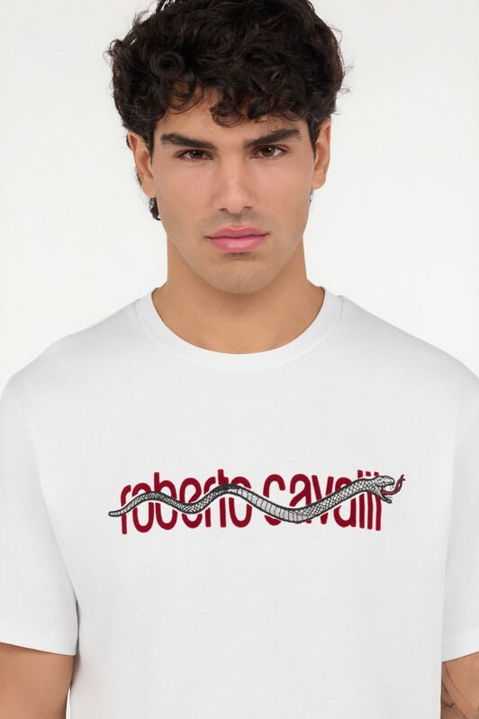RC White T-Shirt With Embroidered Snake Logo WHITE ROT60C-JD065