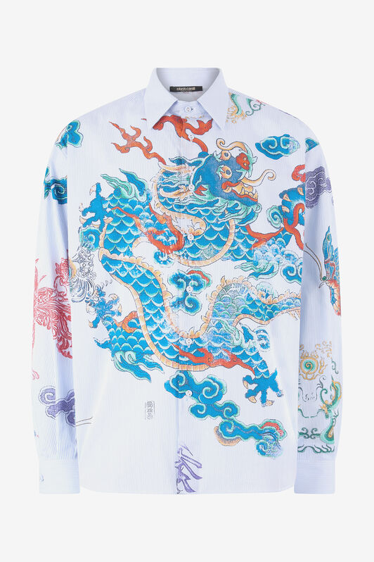 RC Shirt with Dragon, Flowers and Butterflies RC Shirt with Dragon, Flowers and Butterflies WHITE LIGHT BLUE VRT722-CH106