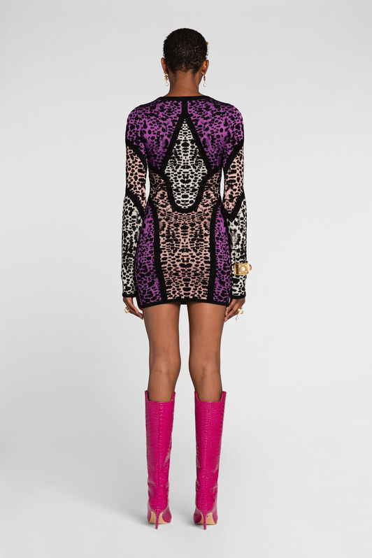 RC Animal print panelled minidress Purple QKM104-MI150