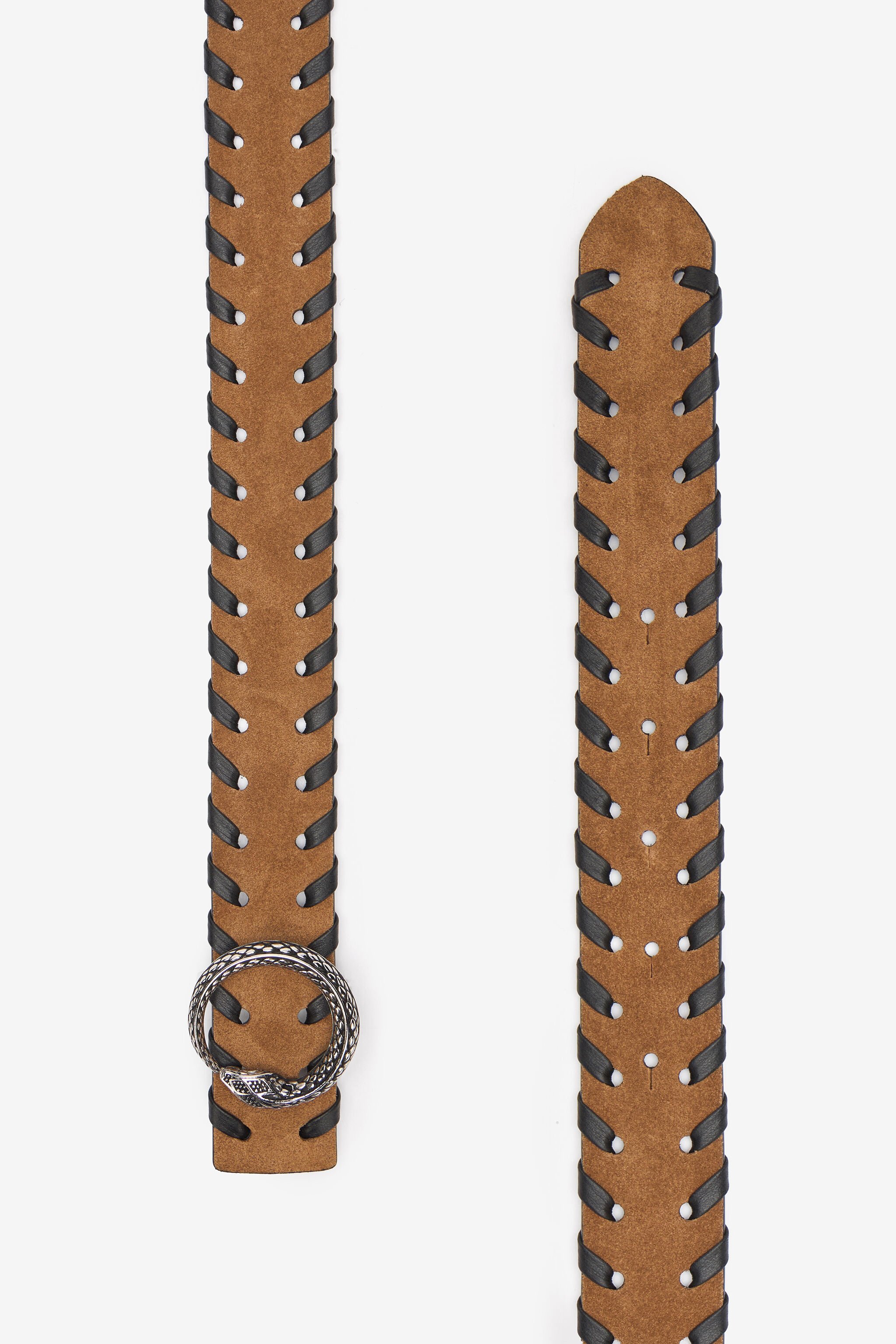 RC Ceinture En Cuir Avec Boucle Serpent Marron URC001-PZU05