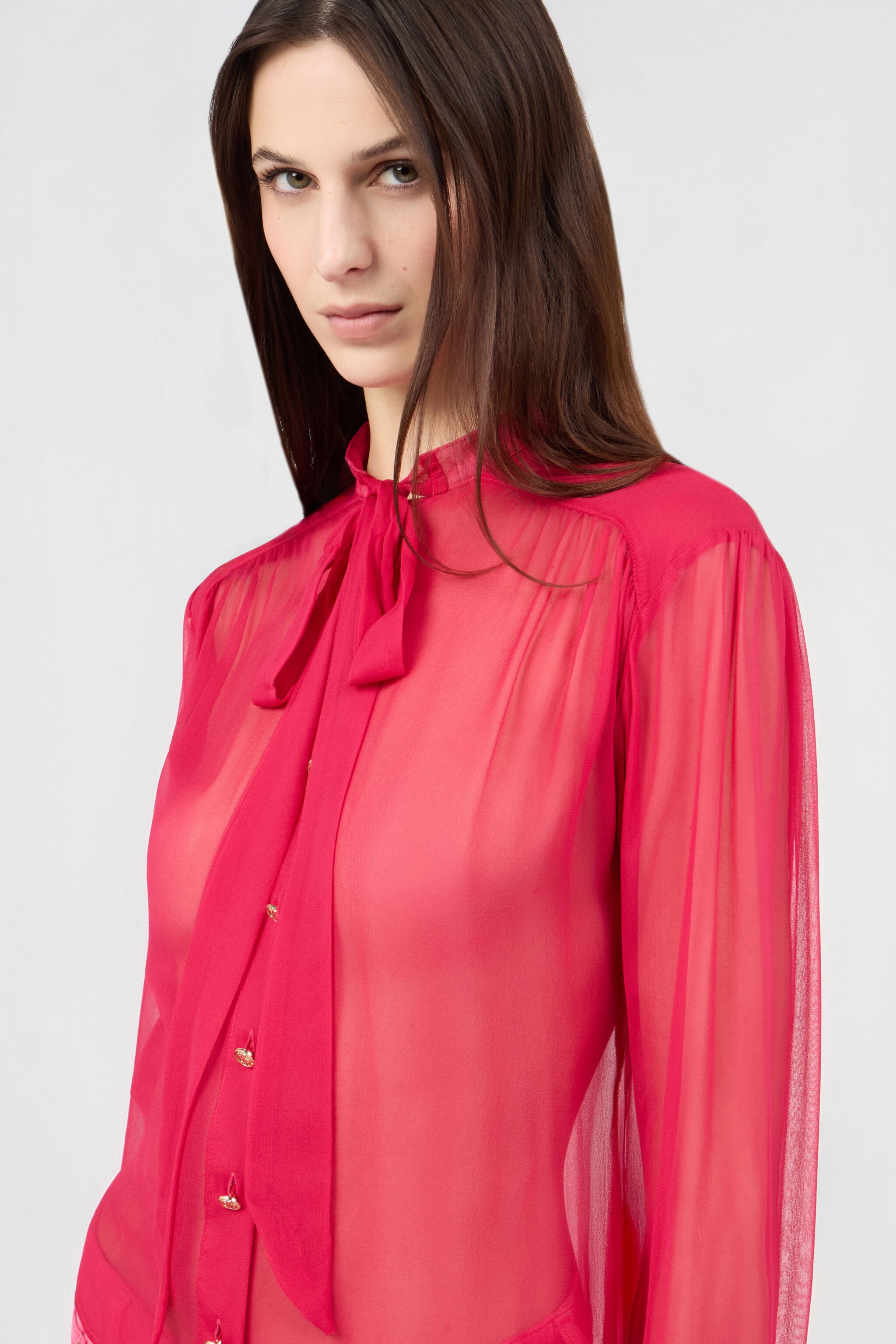 RC Fuchsia Tie-Neck Shirt CHERRY SOT70Y-SE005