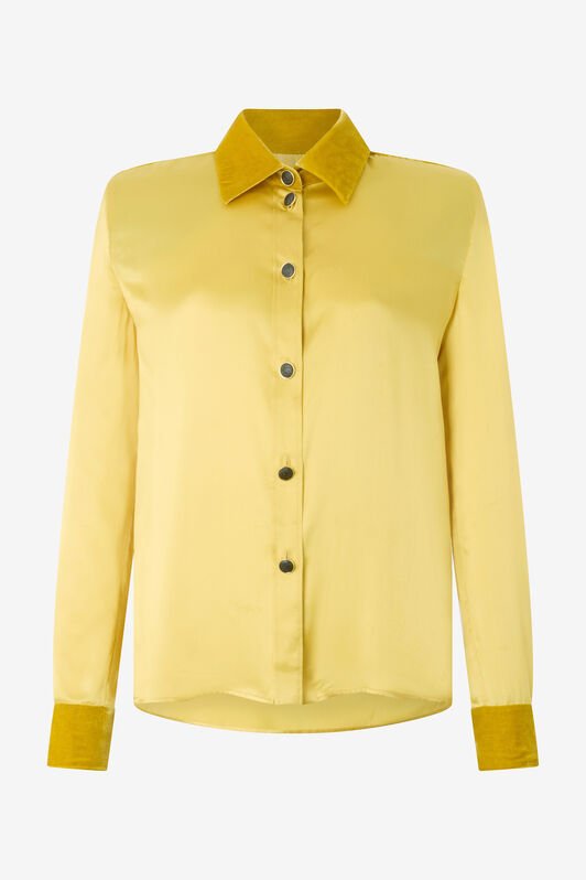 RC Ochre Silk Shirt With Velvet Inserts RC Ochre Silk Shirt With Velvet Inserts OCRA VWT700-SE041