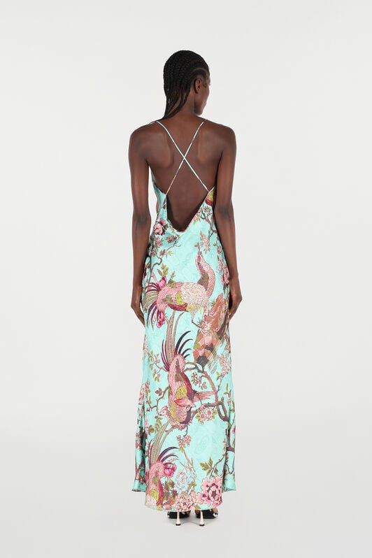 RC Slip Dress with Floral Print RC Slip Dress with Floral Print Blue/Pink VKT102-OZP76