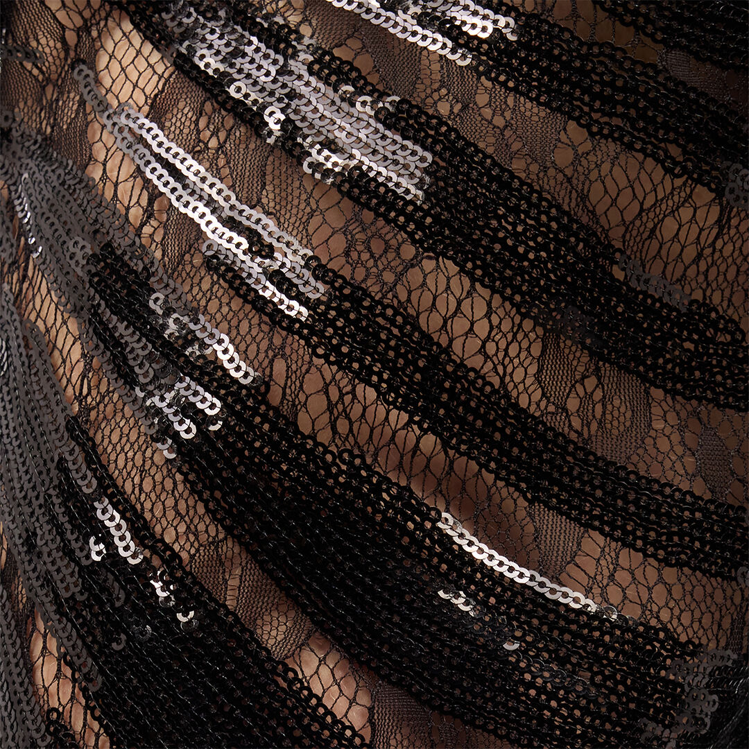 JC Flared Pants With Zebra Pattern And Sequins Black UFT083-UF122