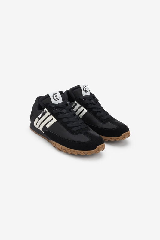JC Black  Nylon And Leather Sneakers BLACK WFS030-WF238