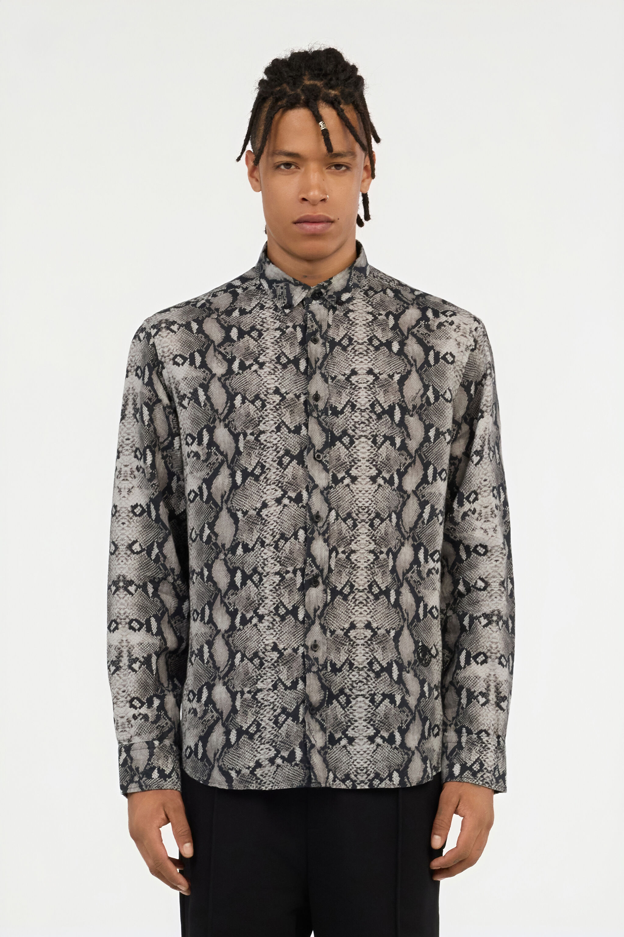 RC Camicia In Lino Stampa Snake PYTHON QOT70I-2JR25