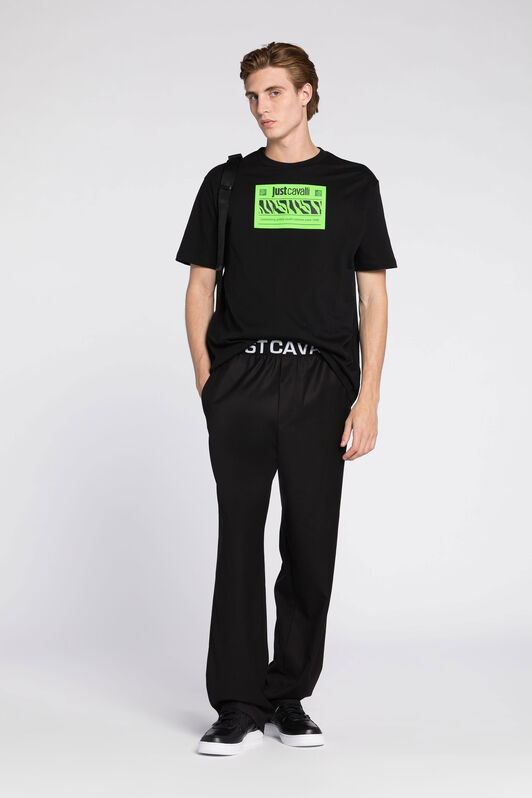 JC T-shirt en coton à logo Just Cavalli imprimé NOIR Q61274-Q0177