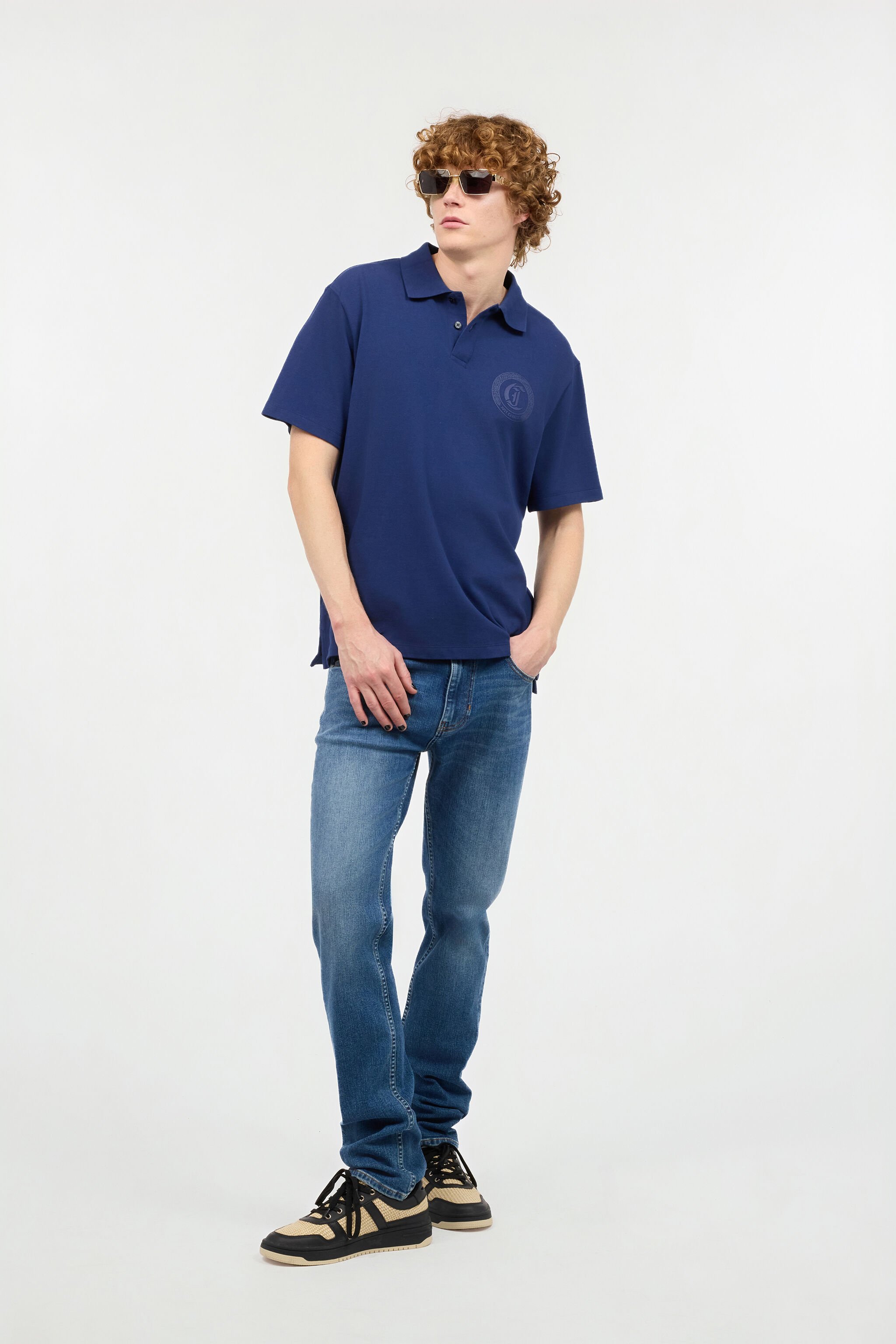 JC Polo Con Monograma JC Bordado Azul oscuro UFT020-UF040