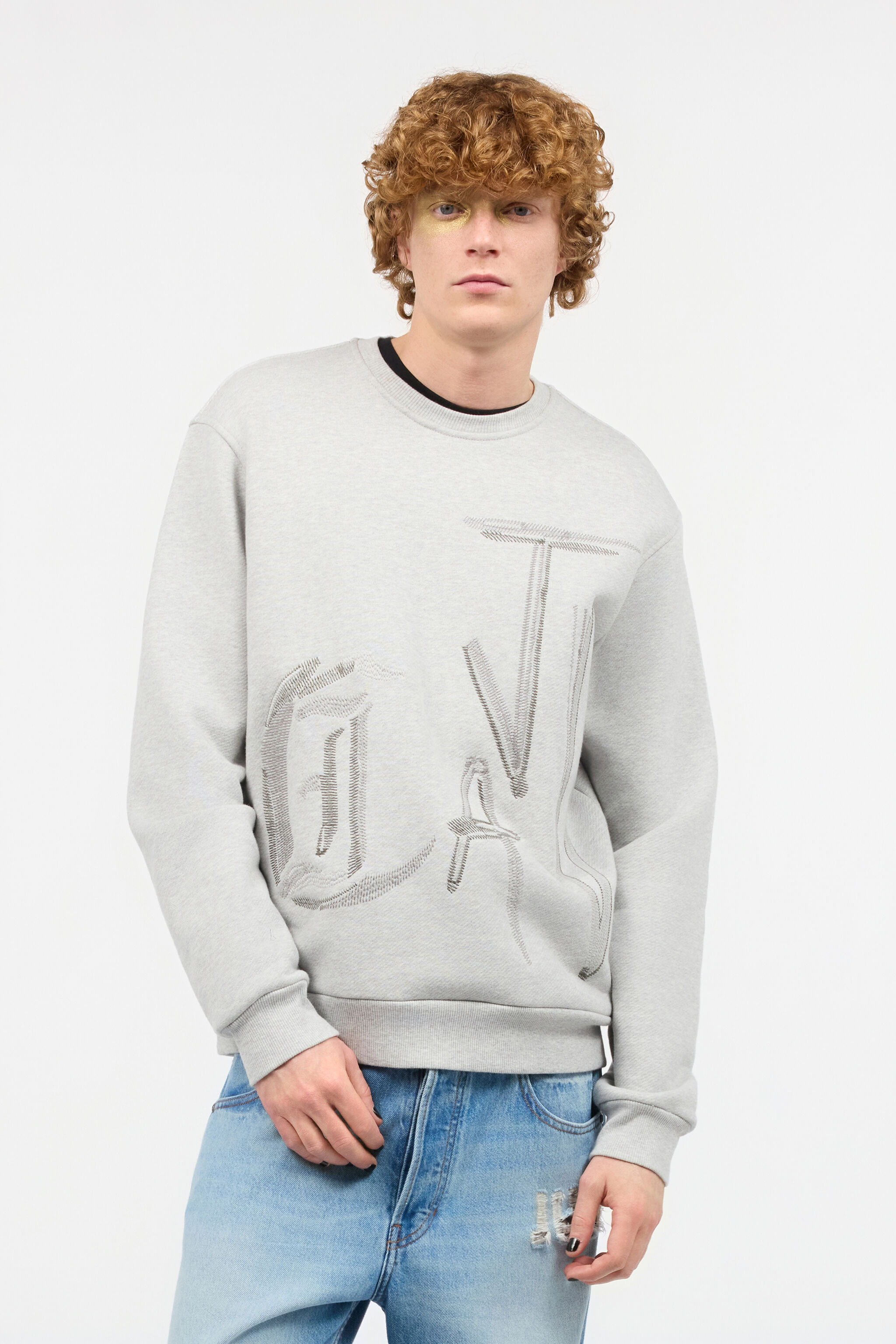 JC Felpa Con Lettering Grigio UFT069-UF089
