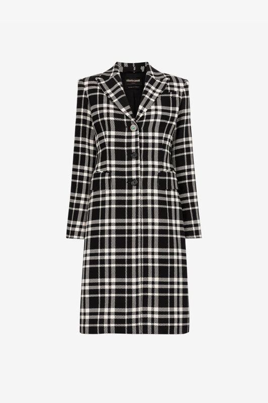 RC Plaid Single-Breasted Coat Black/White RKT504-FY076