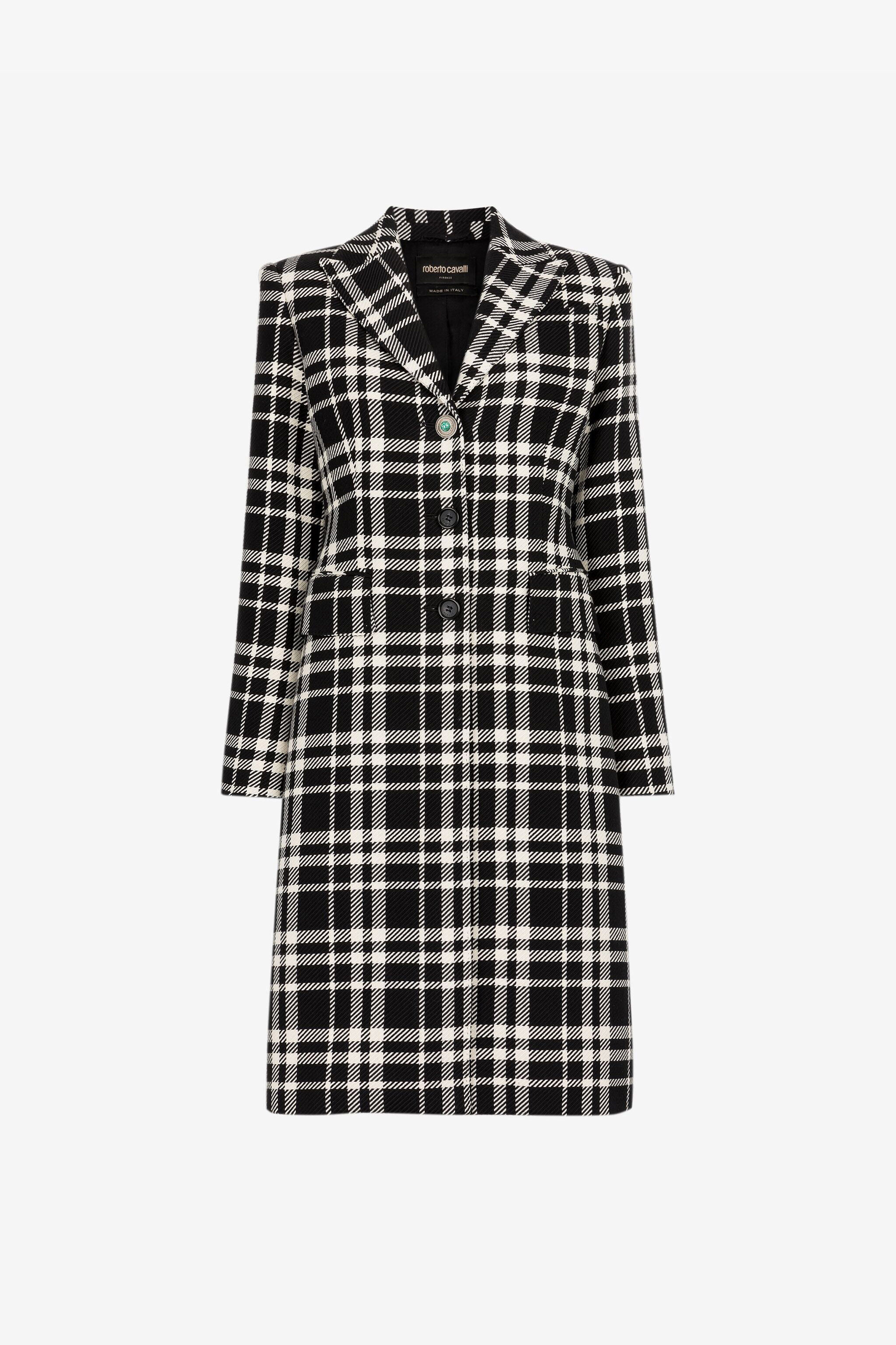 RC Plaid Single-Breasted Coat Black/White RKT504-FY076