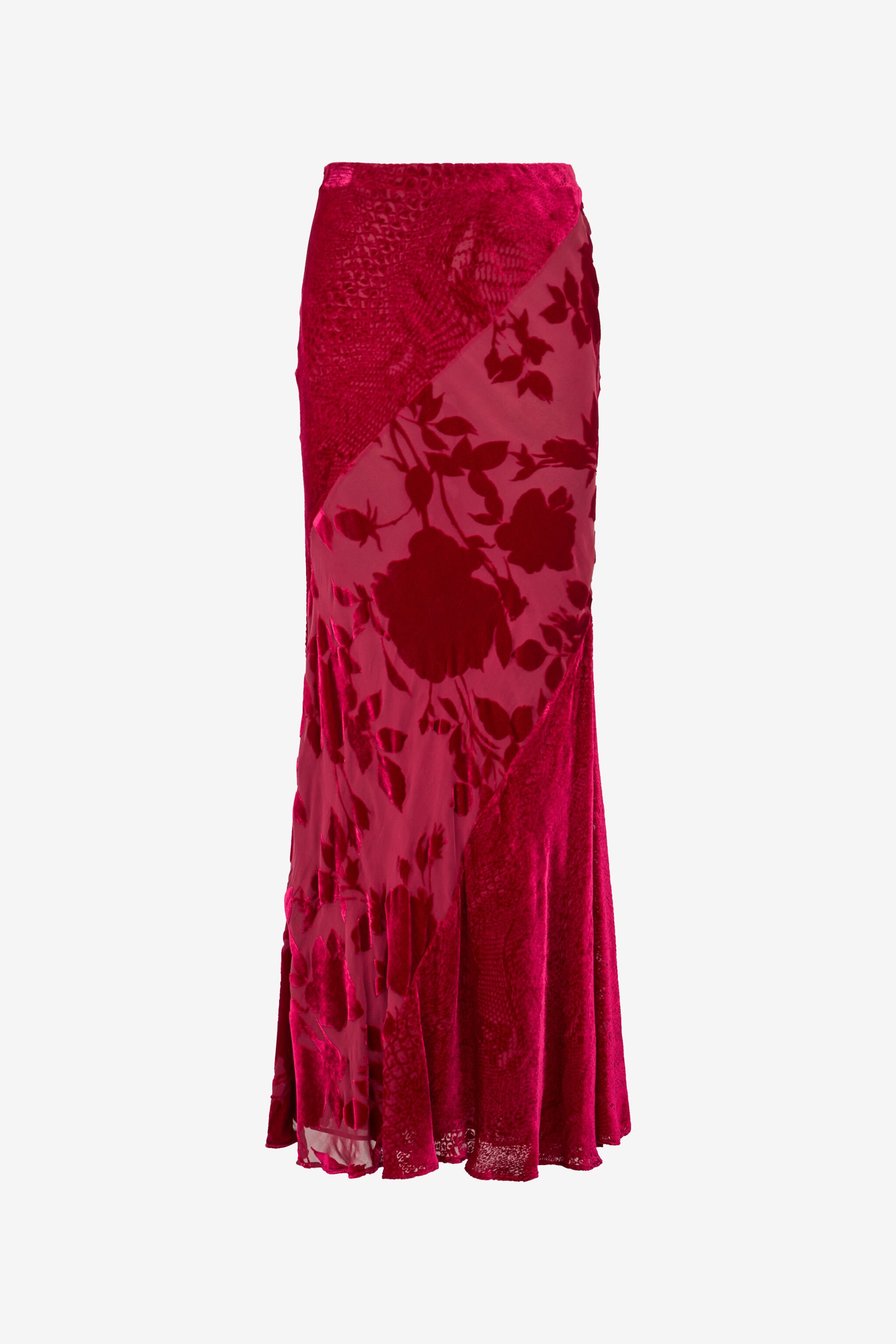 RC Long Skirt With Rose And Python Pattern Red UKT301-VNN56