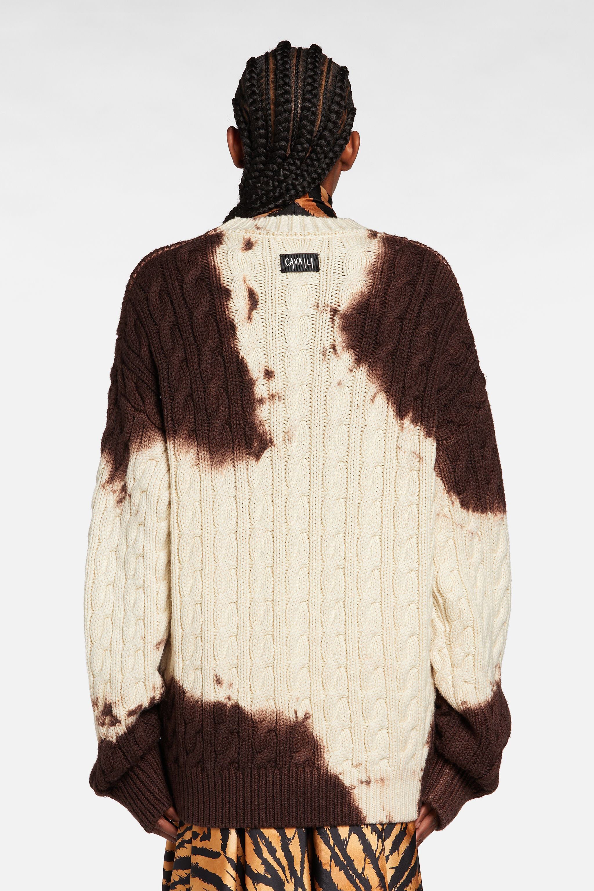 RC Maglione con motivo Animalier Patchwork Marrone scuro NNM604-MR001
