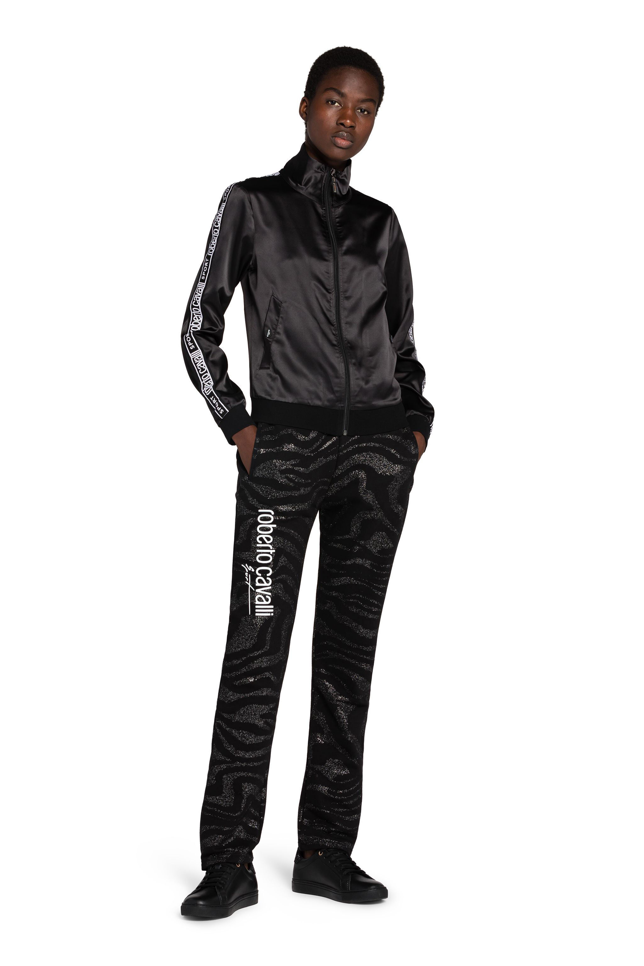 UG Glitter-Embellished Tiger-Print Track Pants BLACK LYY02P-CF060