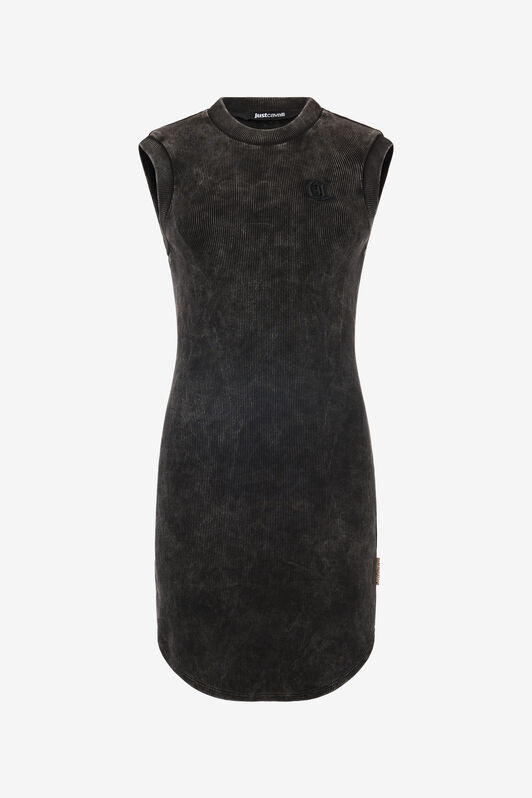 JC Minivestido De Canalé Con Monograma JC Negro UFT163-UF229