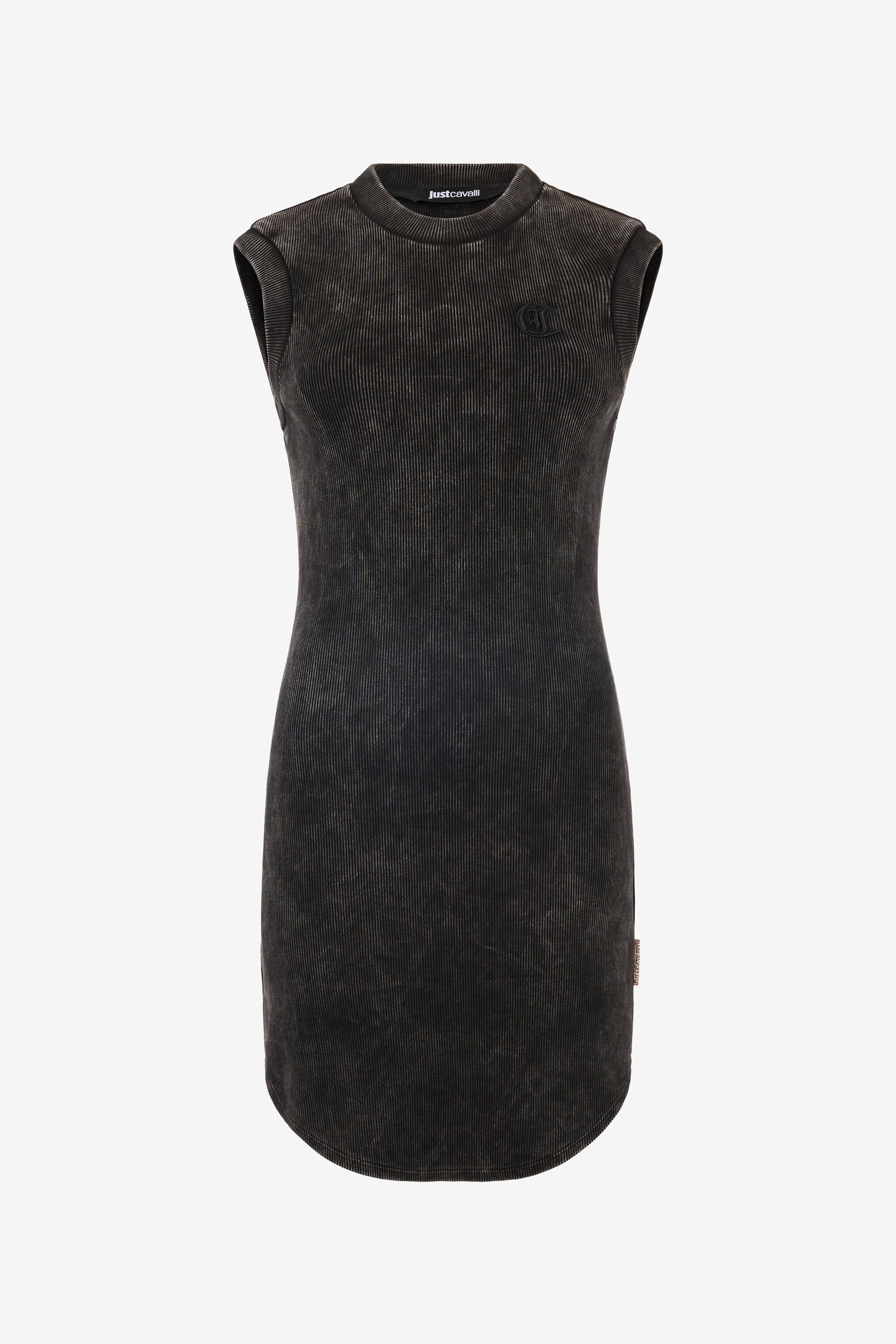 JC Minivestido De Canalé Con Monograma JC Negro UFT163-UF229
