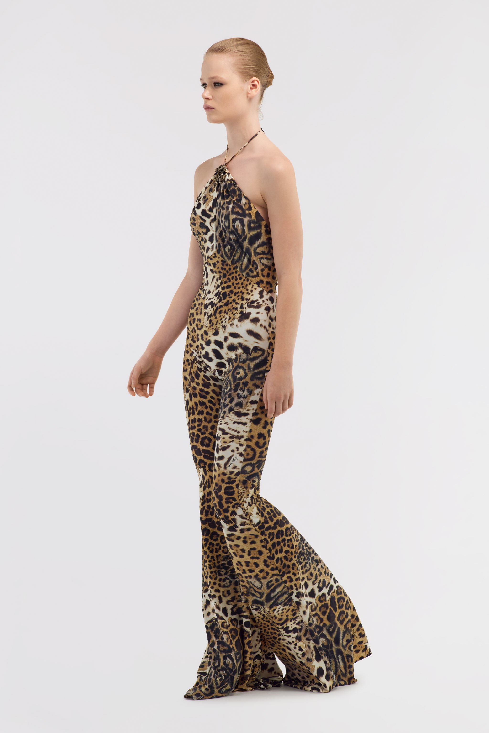 RC Jumpsuit with Jaguar Skin print Light Brown SKT128-LNG34