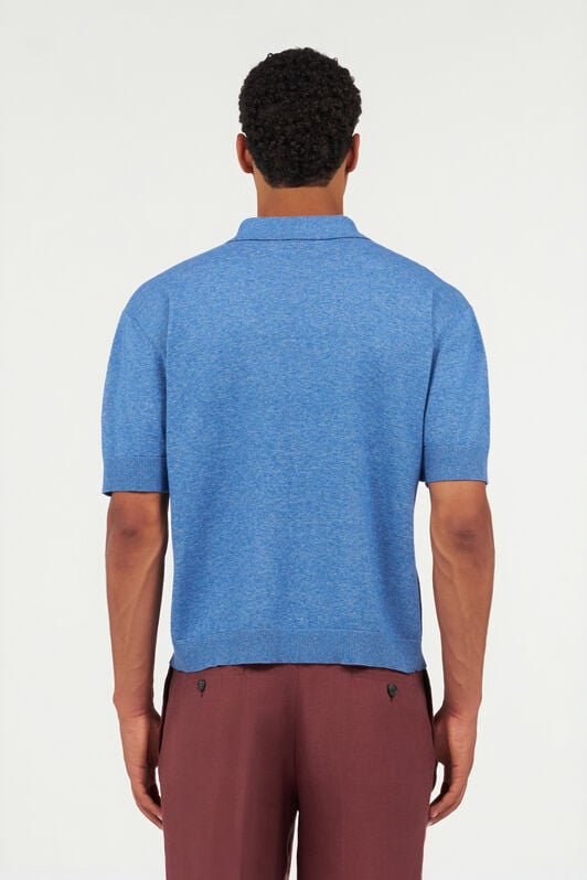 RC Blue Knit Polo Shirt with Embroidered Logo ENDLESS SKY WNM609-MG001