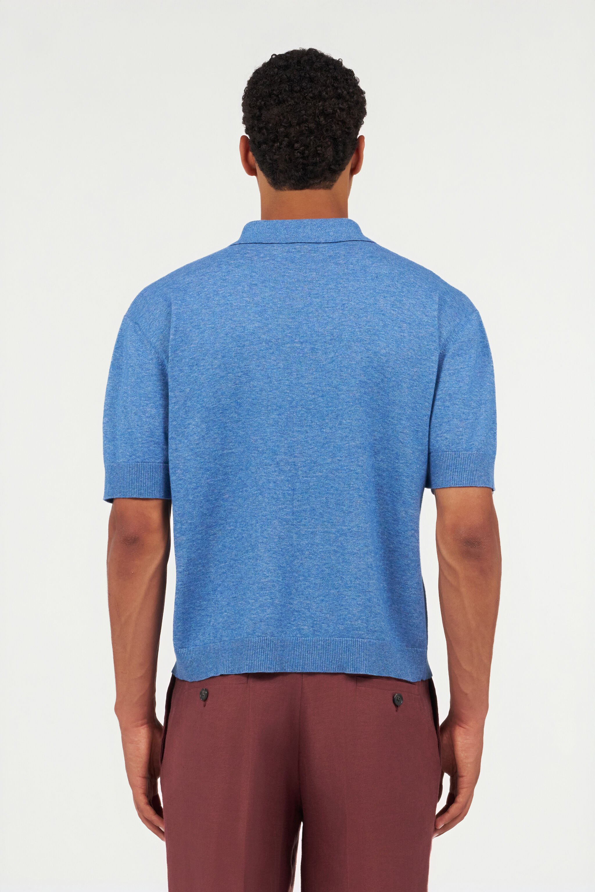 RC Blue Knit Polo Shirt with Embroidered Logo ENDLESS SKY WNM609-MG001