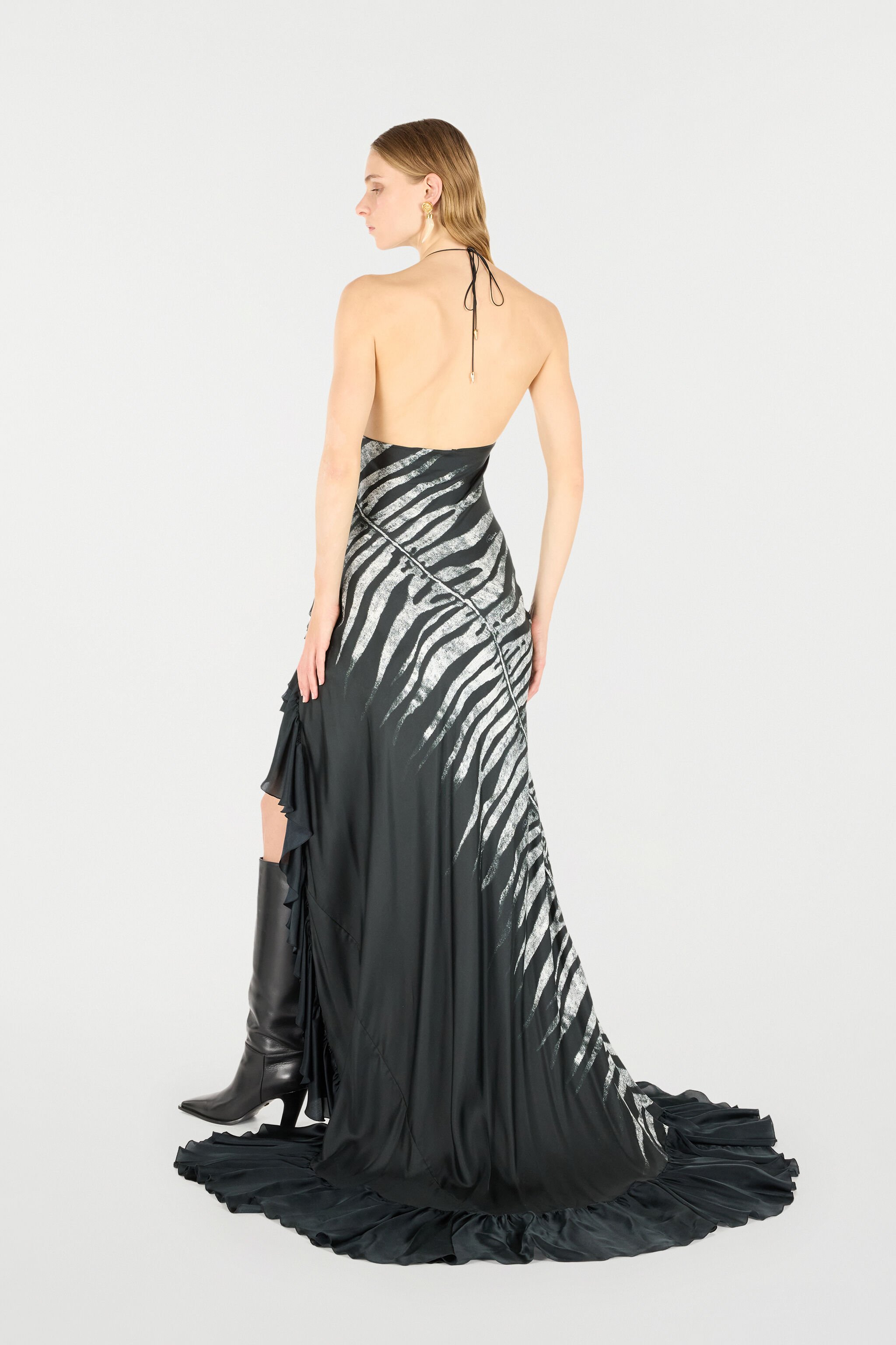 RC Langes Kleid mit Print Zebra Schwarz/Weiß UKT107-4QN50