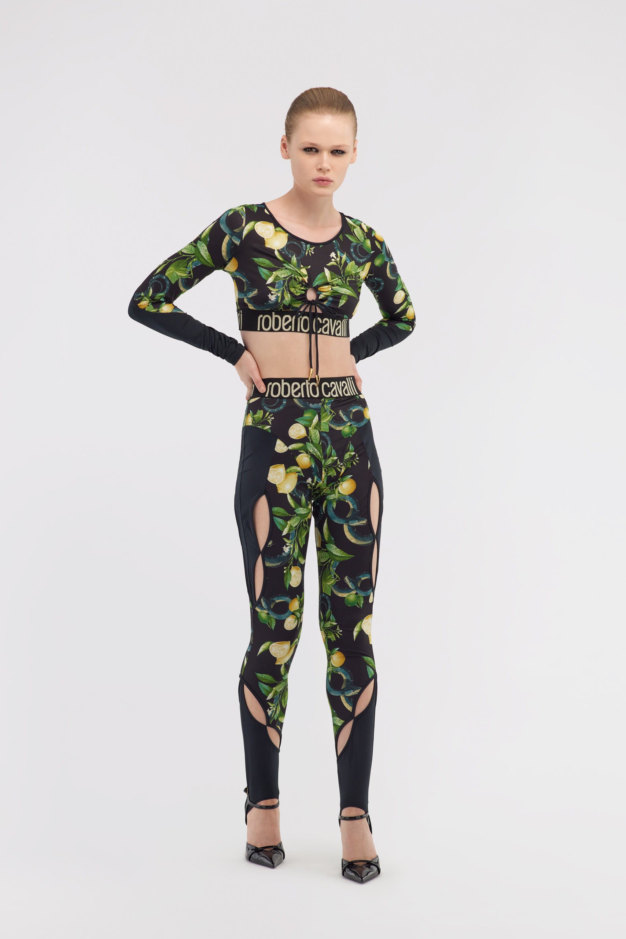 RC Crop top Lemon print Black SKT65A-LNI89