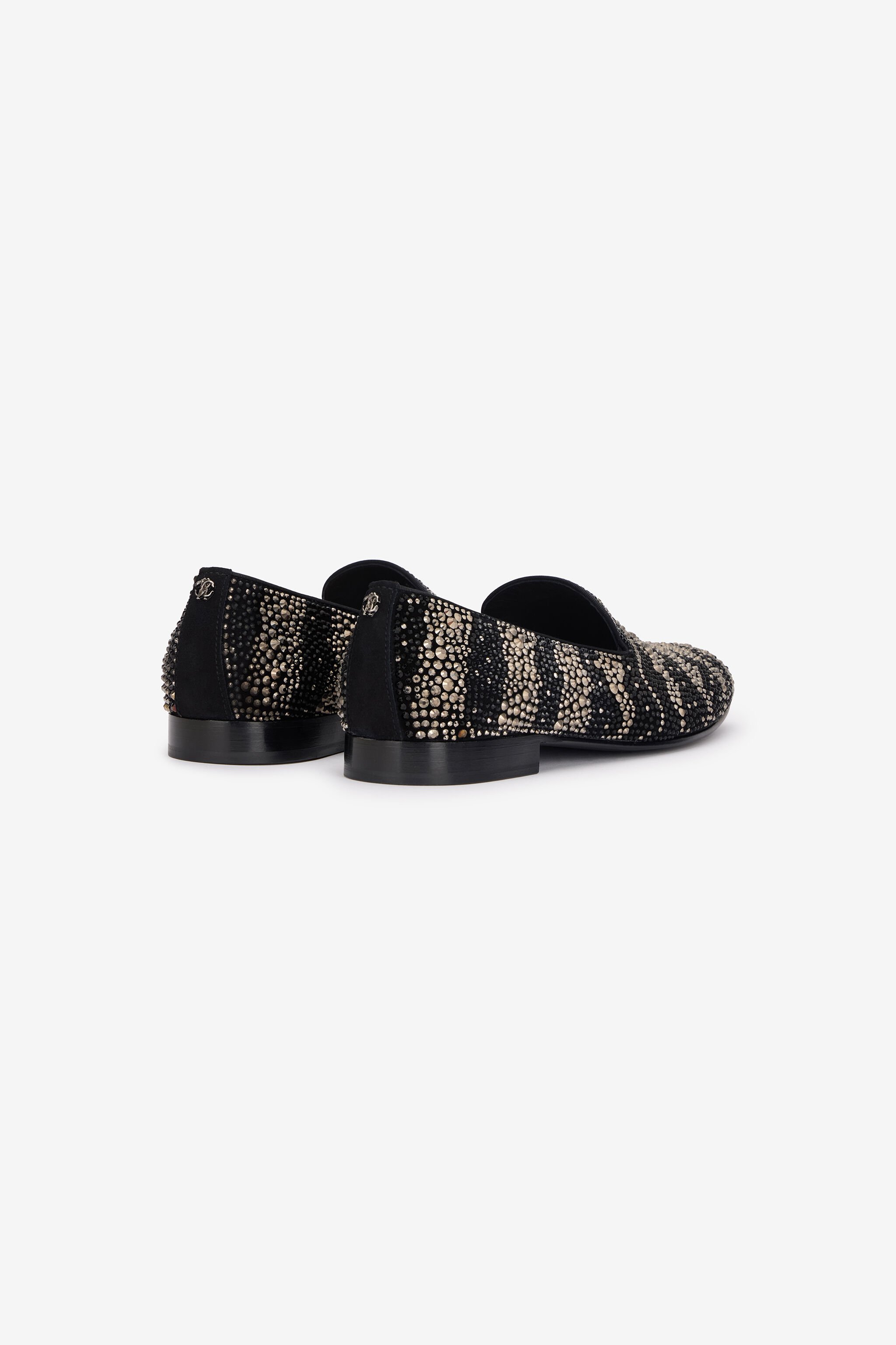 RC Animal-Print Loafers With Rhinestones Black/Silver URS004-SE127