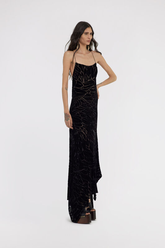 RC Plumage print devoré dress Black SWT160-4RL76