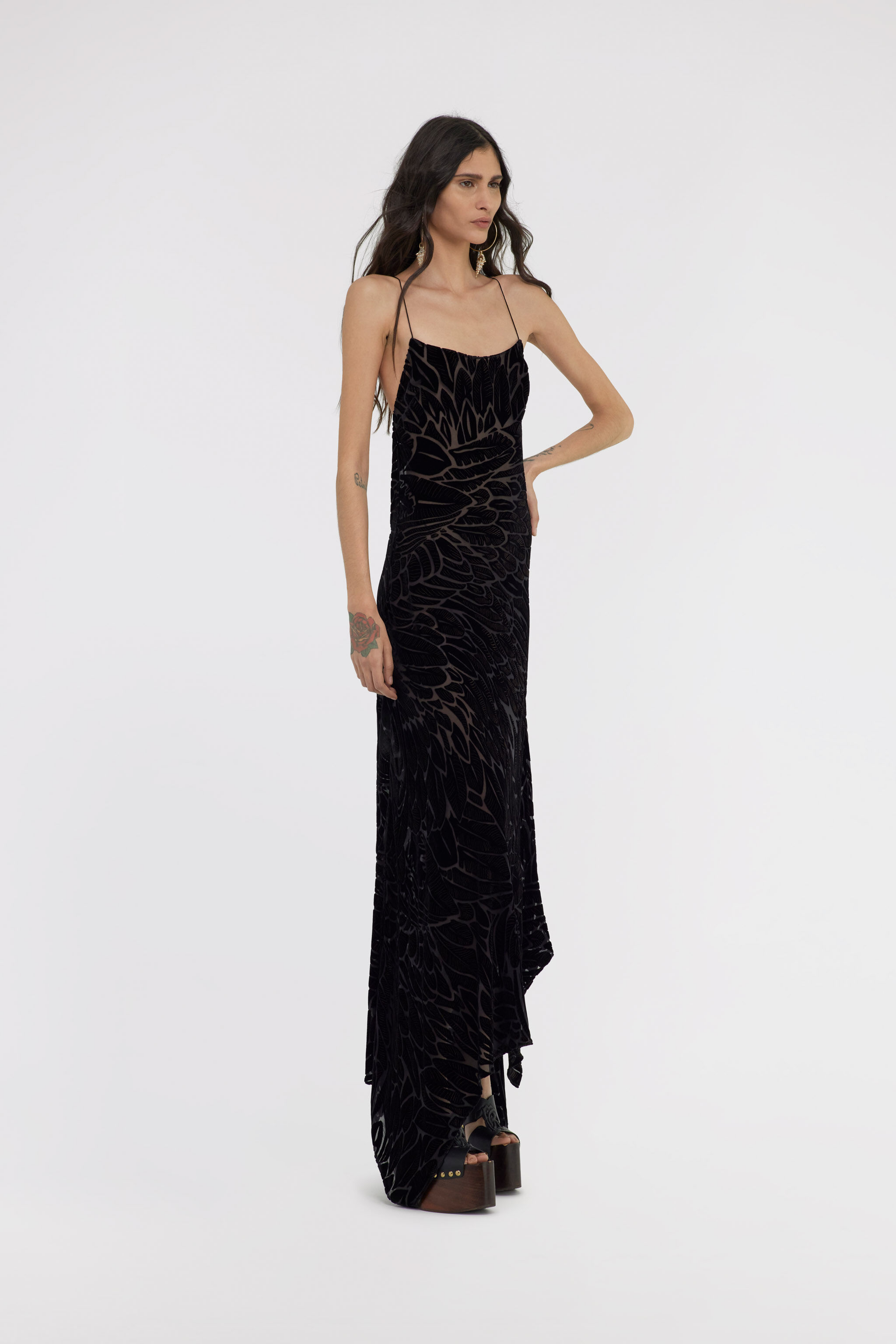 RC Plumage print devoré dress Black SWT160-4RL76