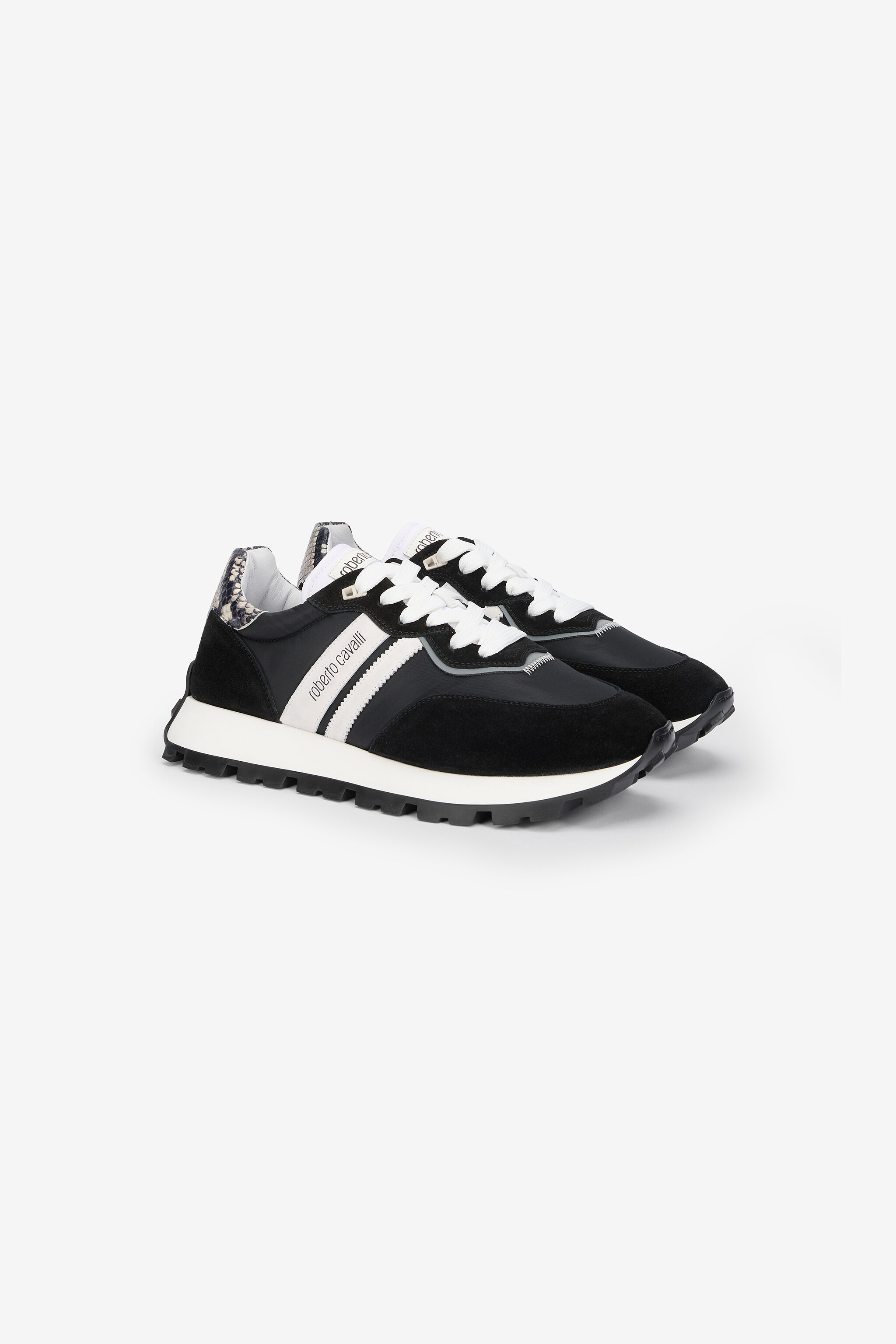 RC Black Running Shoes With Snake-Print Detail BLACK/WHITE QOS00F-PZA81