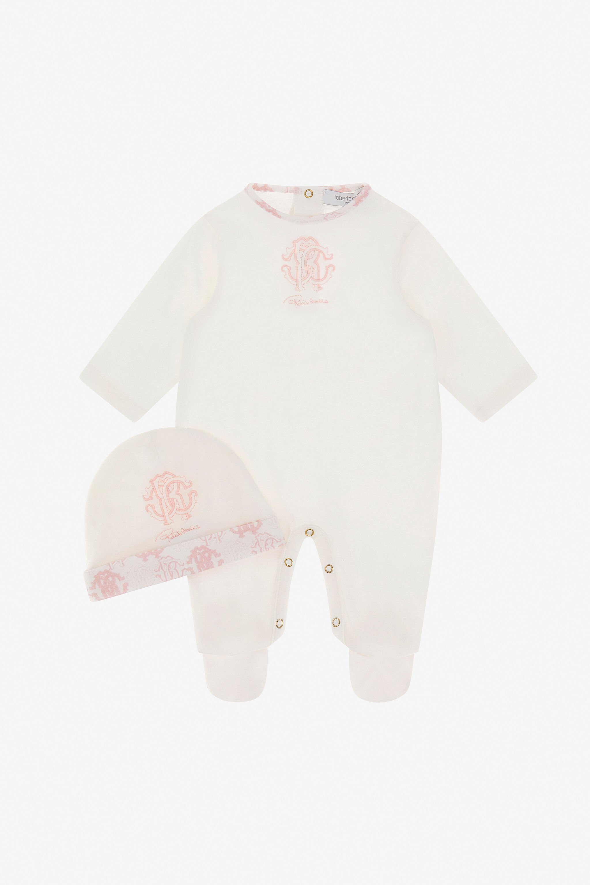 JU RC Monogram-Stickerei Babygrow-Set JU RC Monogram-Stickerei Babygrow-Set Rosa TJT803-JD001