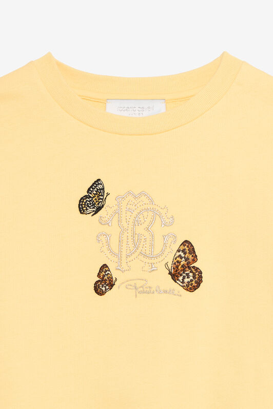 JU Yellow Sweatshirt with RC Monogram and Butterflies YELLOW VJT66A-CF050