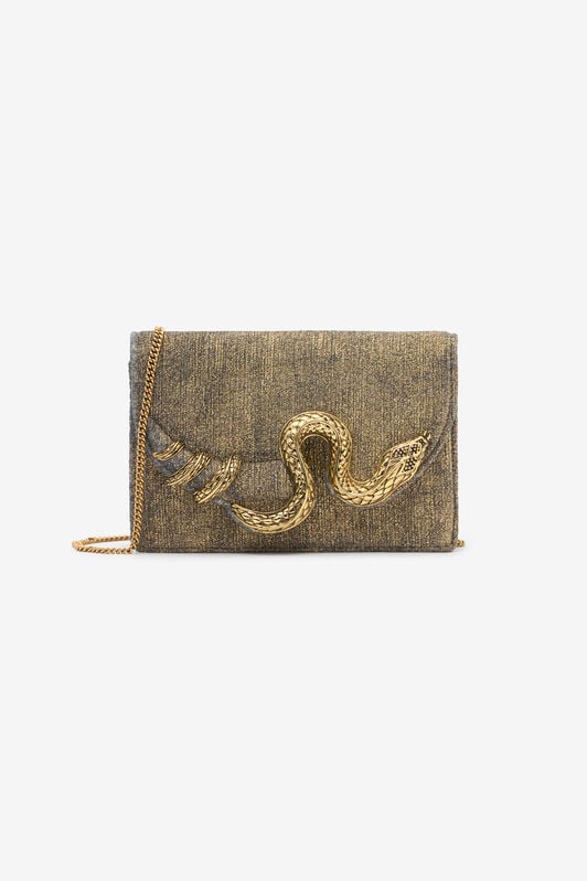 RC Golden Brushed-Effect Bag with Snake Motif GOLD WWB001-VZ010