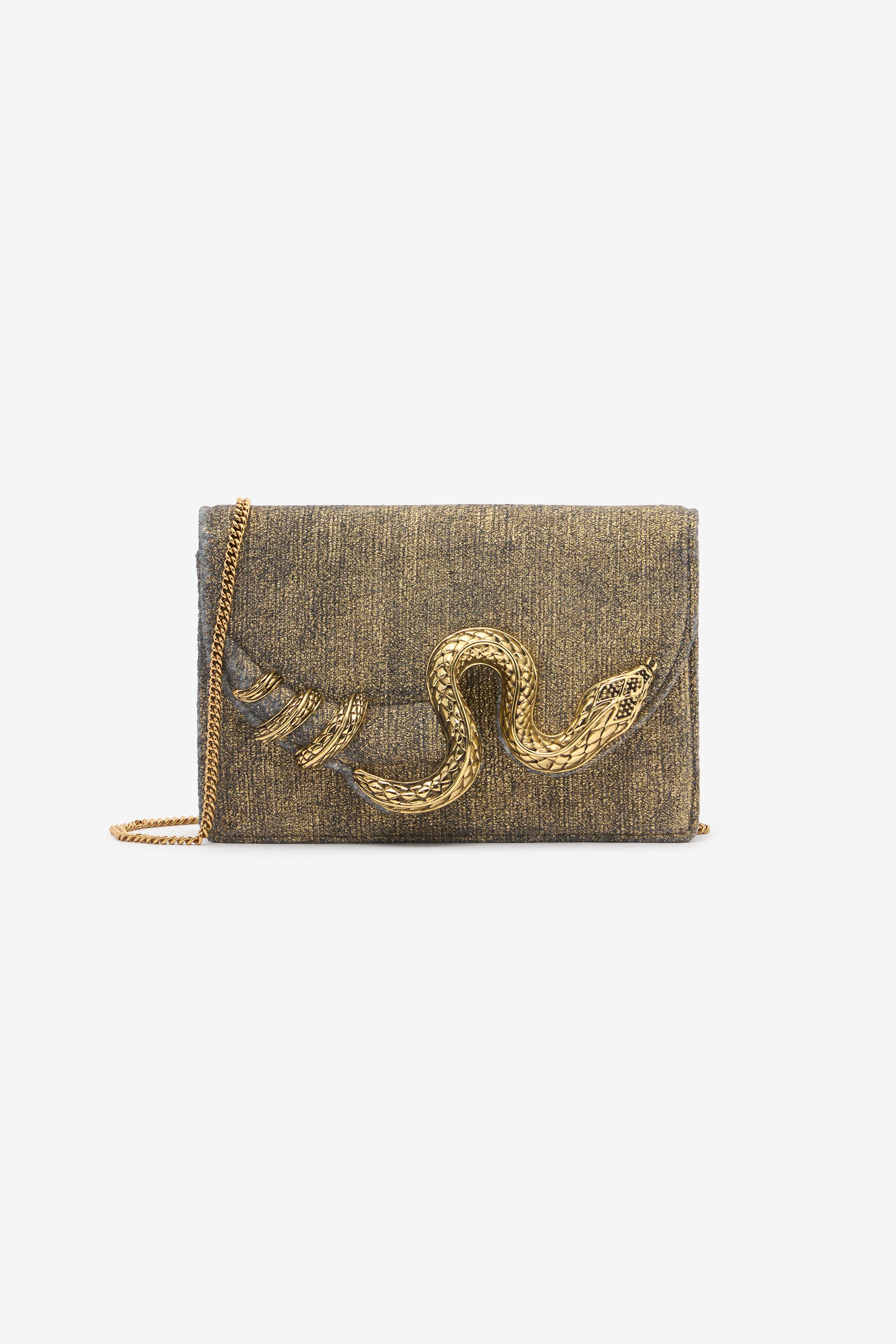 RC Golden Brushed-Effect Bag with Snake Motif GOLD WWB001-VZ010