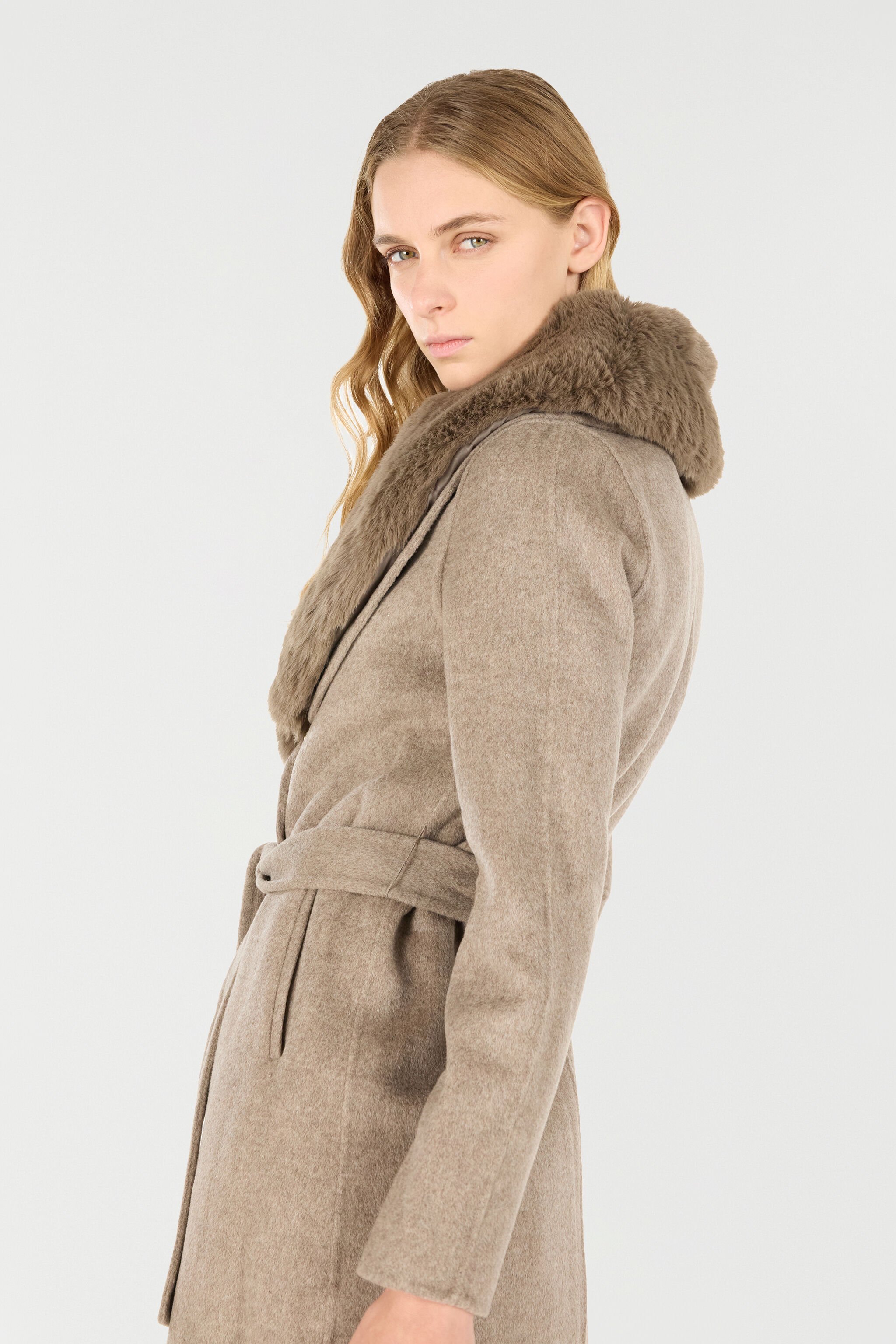 RC Cappotto Marrone in Lana e Cashmere TORTORA MELANGE OOT50B-WH016