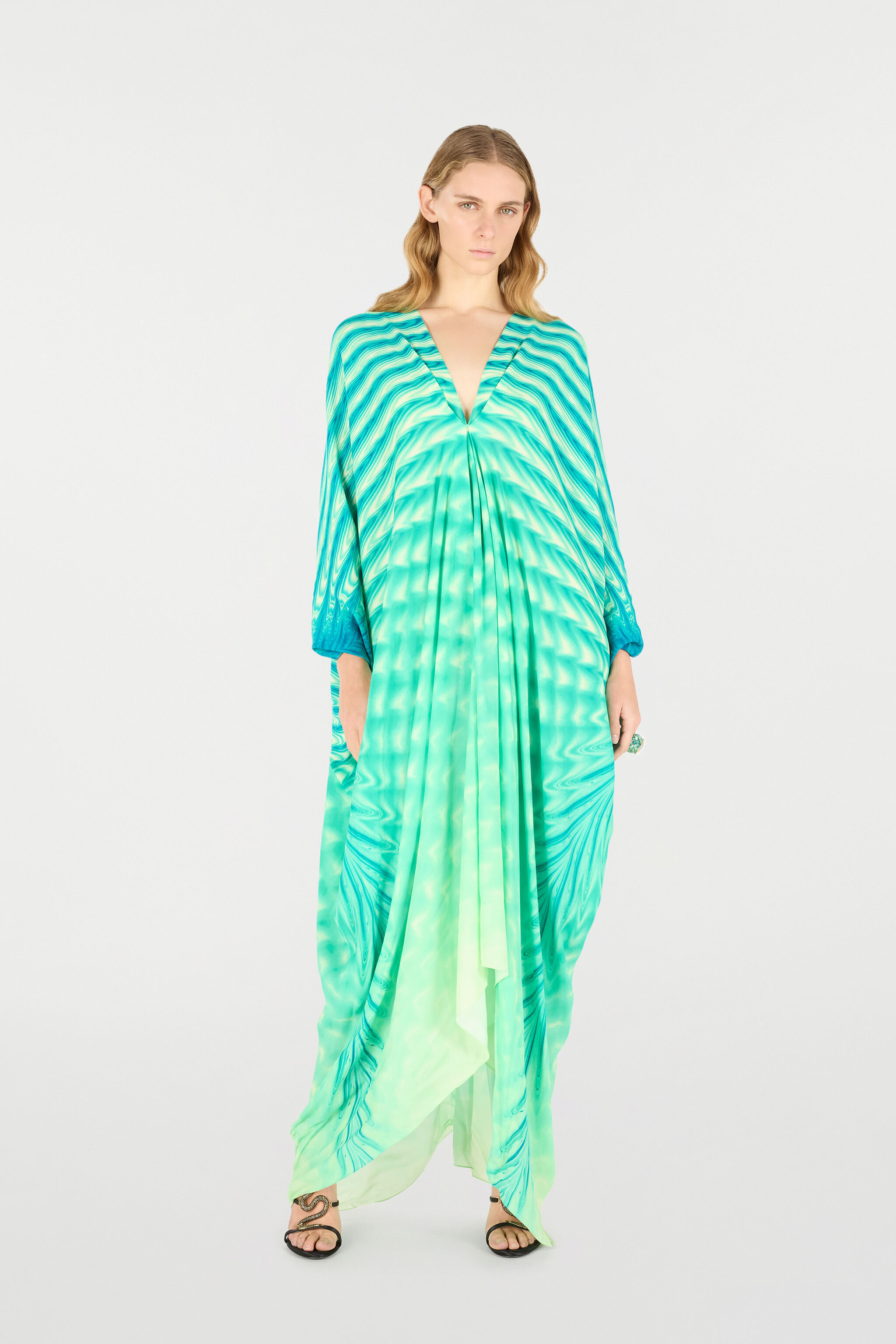 RC Caftan With All-Over Print Light green UKT181-KWN47