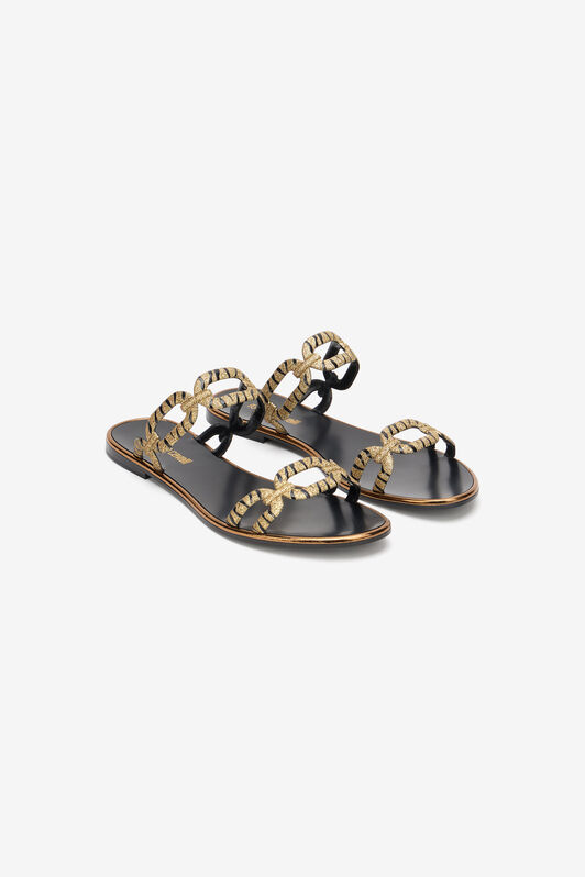 RC Sandales Dorées Et Noires BLACK/GOLD WKS007-PA064
