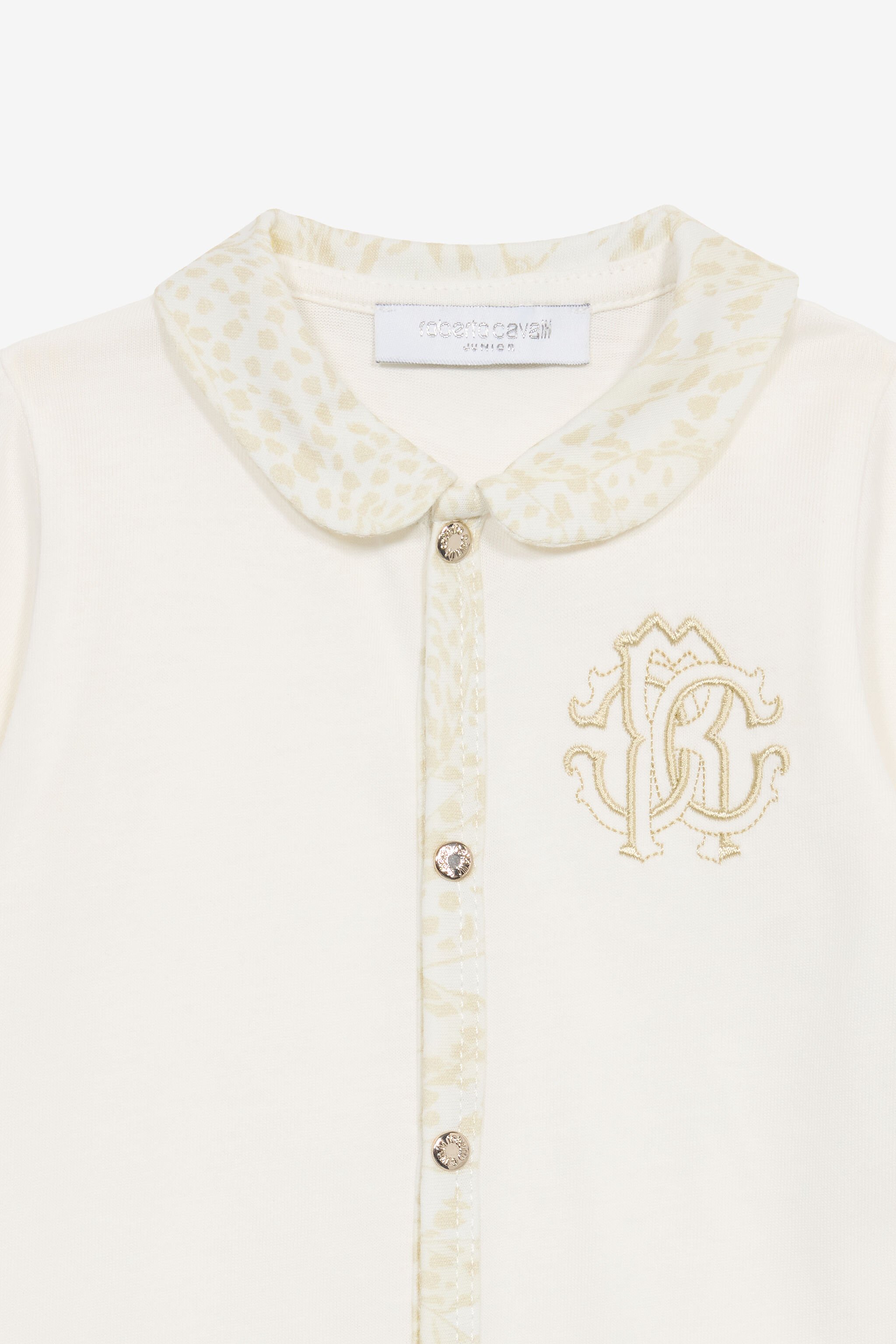 JU Cheetah-Print Hat, Bib And Romper Suit Set White UJT828-JD001