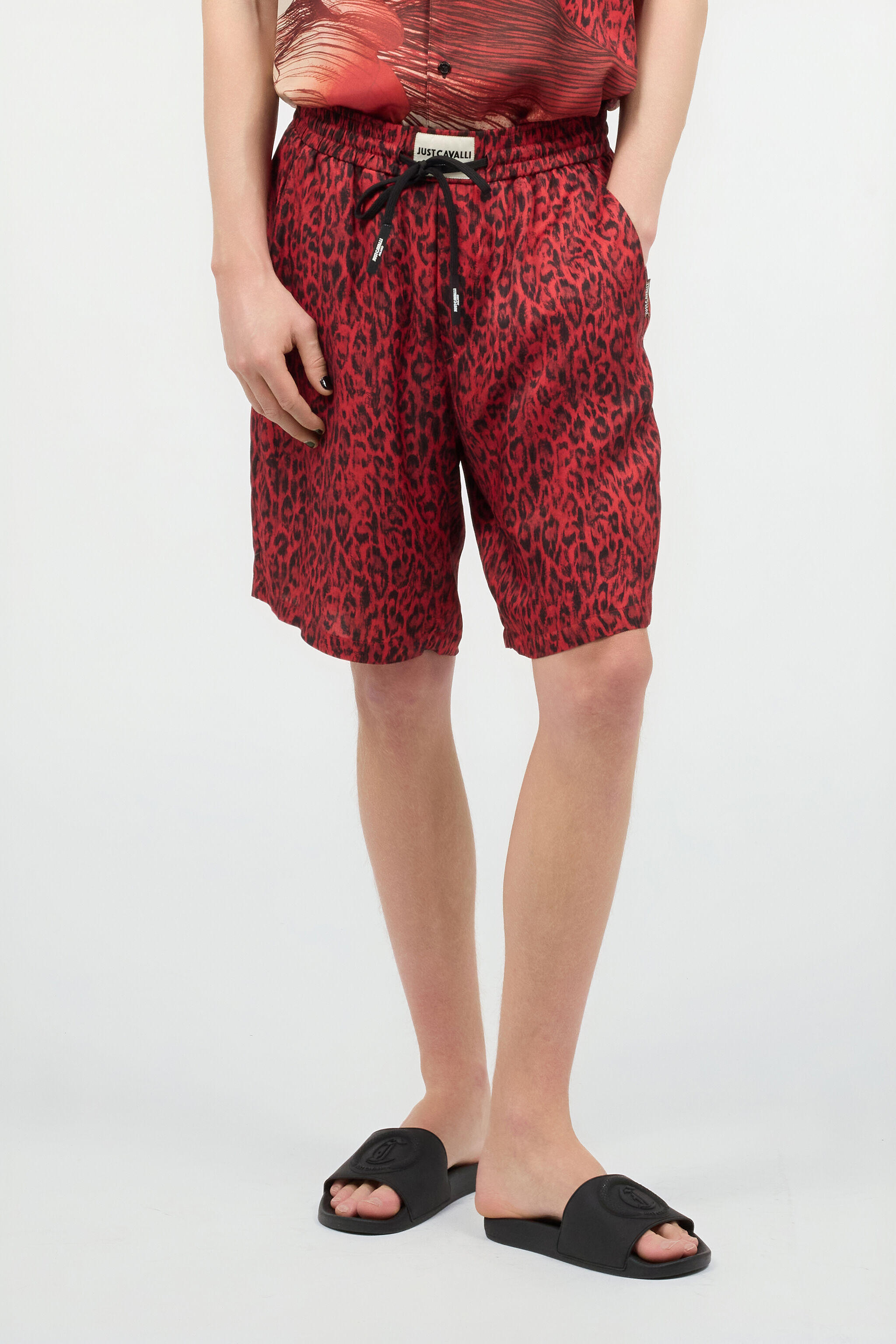 JC Shorts With Jaguar Skin Print Red UFT013-UF033