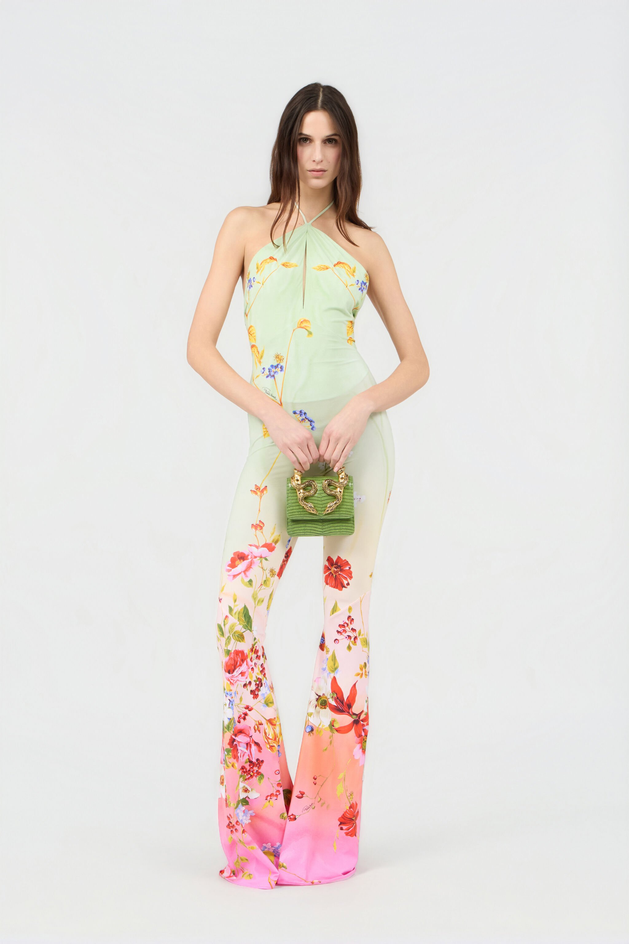 RC Miami Flowers Print Jumpsuit GREEN/FUCHSIA WQT145-LNR32