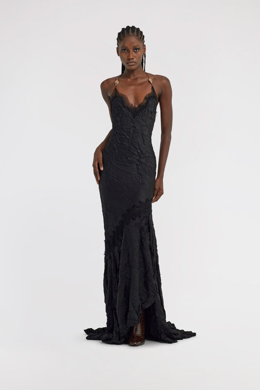 RC Crumpled long dress Black TWT107-RD034