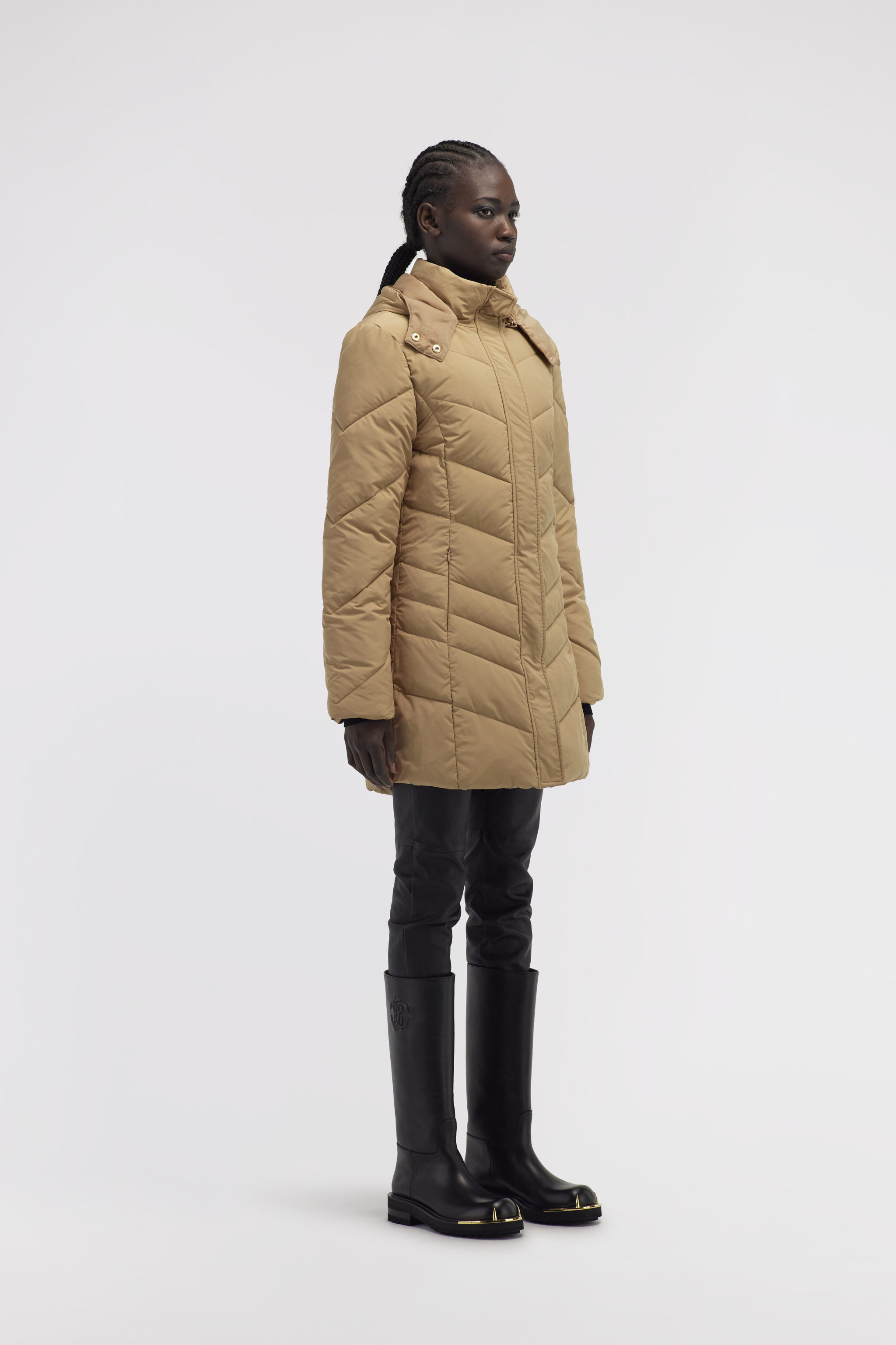 RC Long down jacket with logo Light brown NOT40C-SB001
