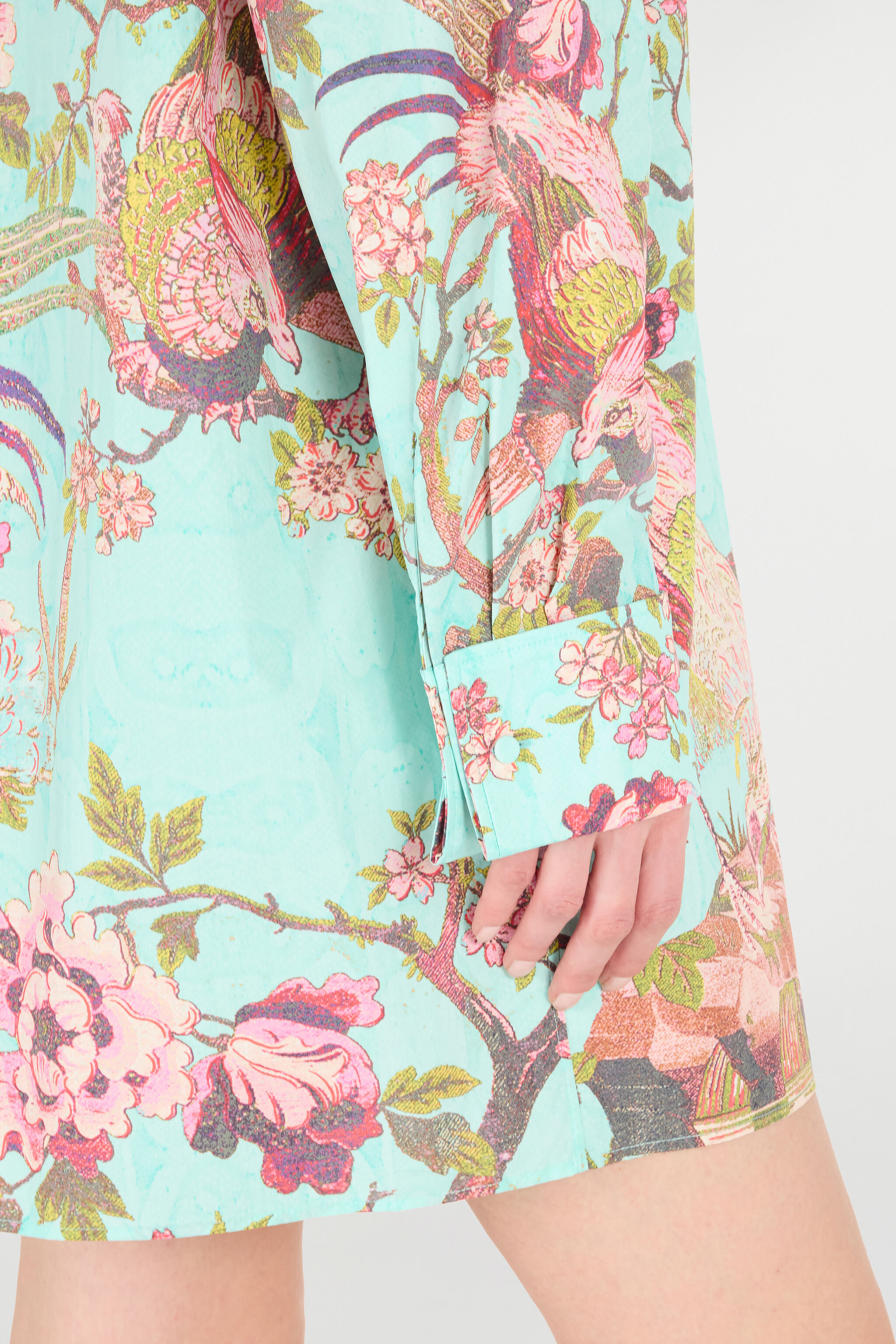 RC Shirt Dress with Naturalistic Motif Blue/Pink VKT160-RLP76
