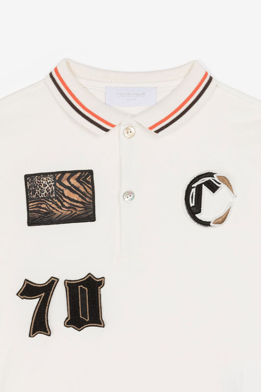 JU Animalier Patchwork-Print Appliqué Polo Shirt JU Animalier Patchwork-Print Appliqué Polo Shirt White OJT716-ISA2J