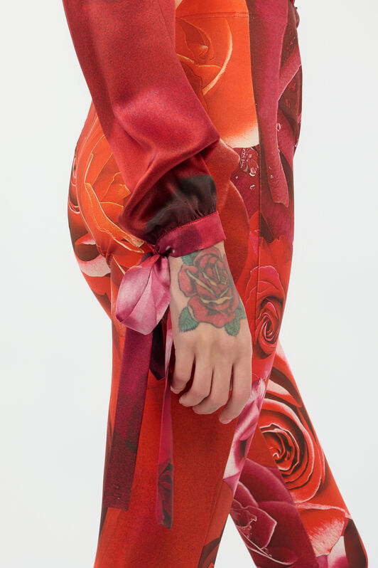RC Bodysuit Shirt With Garden Rose Print Red UKT706-RYN48